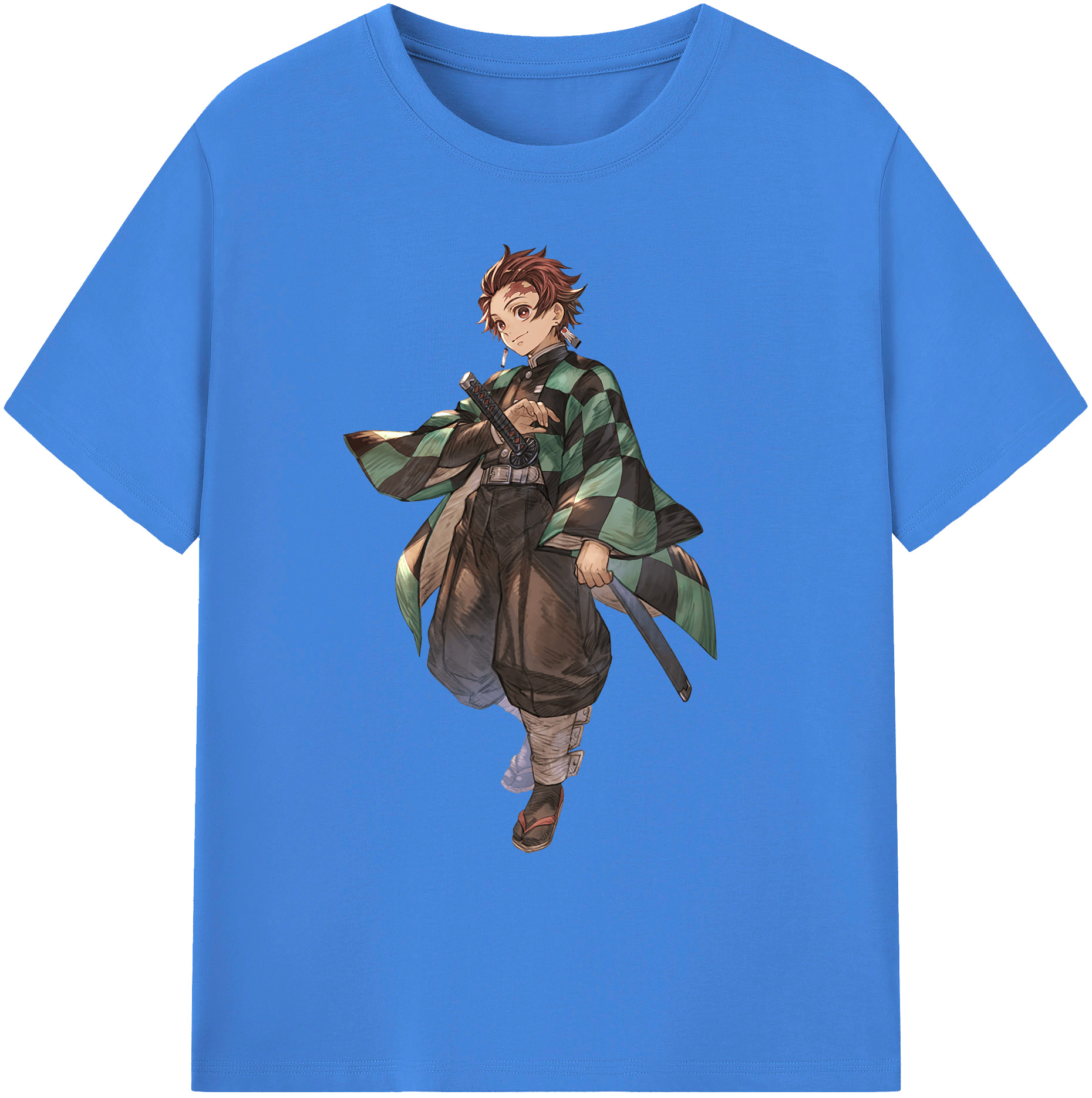 （画像用） 鬼滅の刃 竈門 炭治郎／かまど たんじろう Kamado Tanjirou 綿100％ メンズ半袖Tシャツ｜肌触りやわらか＆通気性