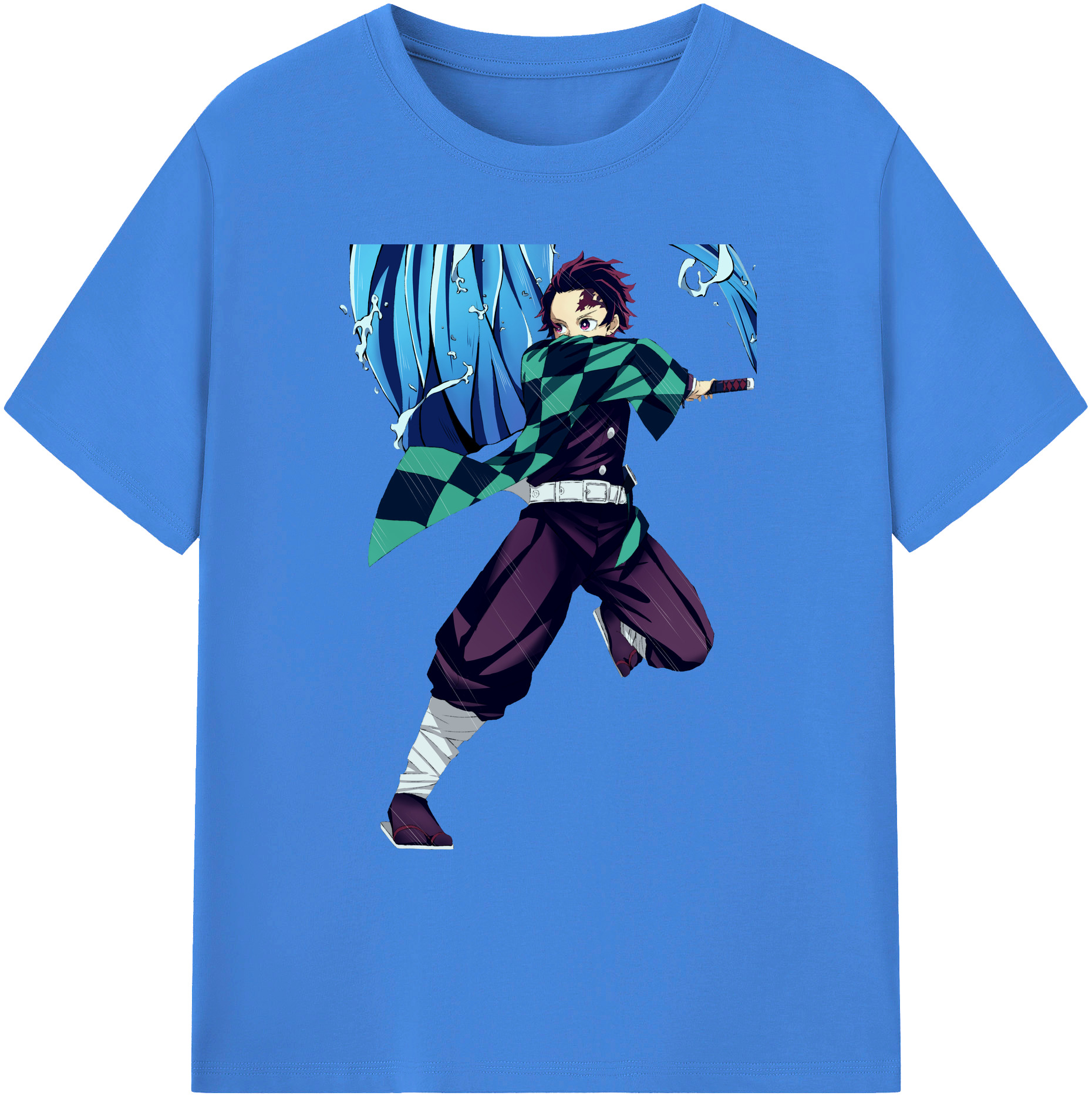 （画像用） 鬼滅の刃 竈門 炭治郎／かまど たんじろう Kamado Tanjirou 綿100％ メンズ半袖Tシャツ｜肌触りやわらか＆通気性