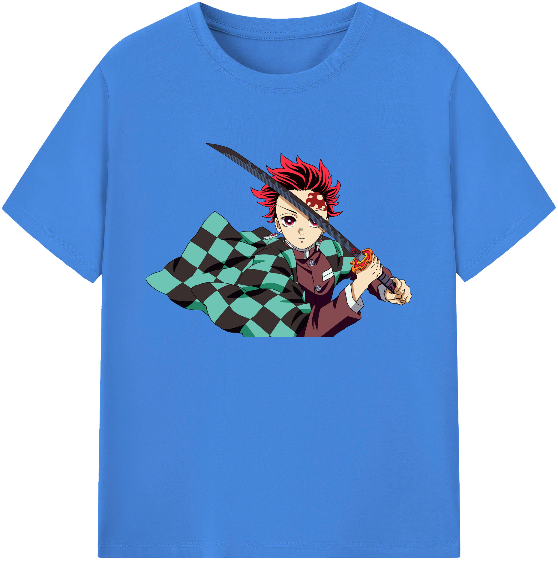 （画像用） 鬼滅の刃 竈門 炭治郎／かまど たんじろう Kamado Tanjirou 綿100％ メンズ半袖Tシャツ｜肌触りやわらか＆通気性