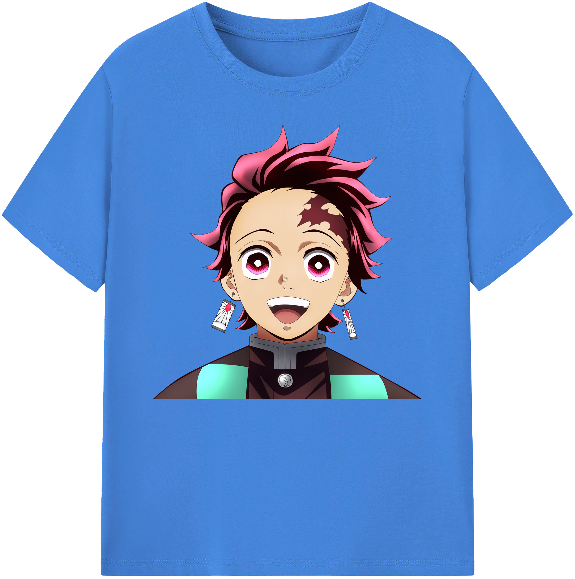 （画像用） 鬼滅の刃 竈門 炭治郎／かまど たんじろう Kamado Tanjirou 綿100％ メンズ半袖Tシャツ｜肌触りやわらか＆通気性