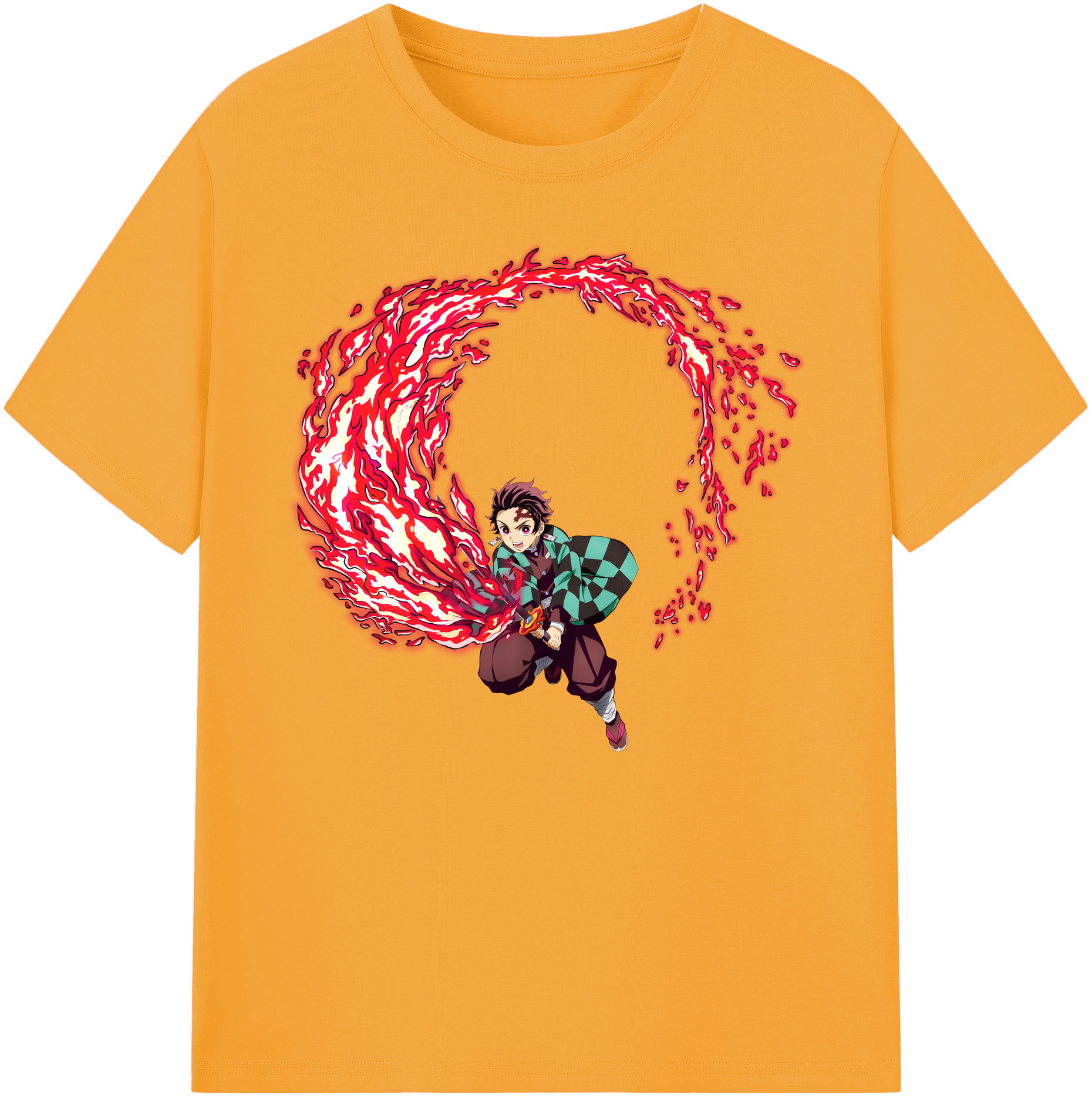 （画像用） 鬼滅の刃 竈門 炭治郎／かまど たんじろう Kamado Tanjirou 綿100％ メンズ半袖Tシャツ｜肌触りやわらか＆通気性