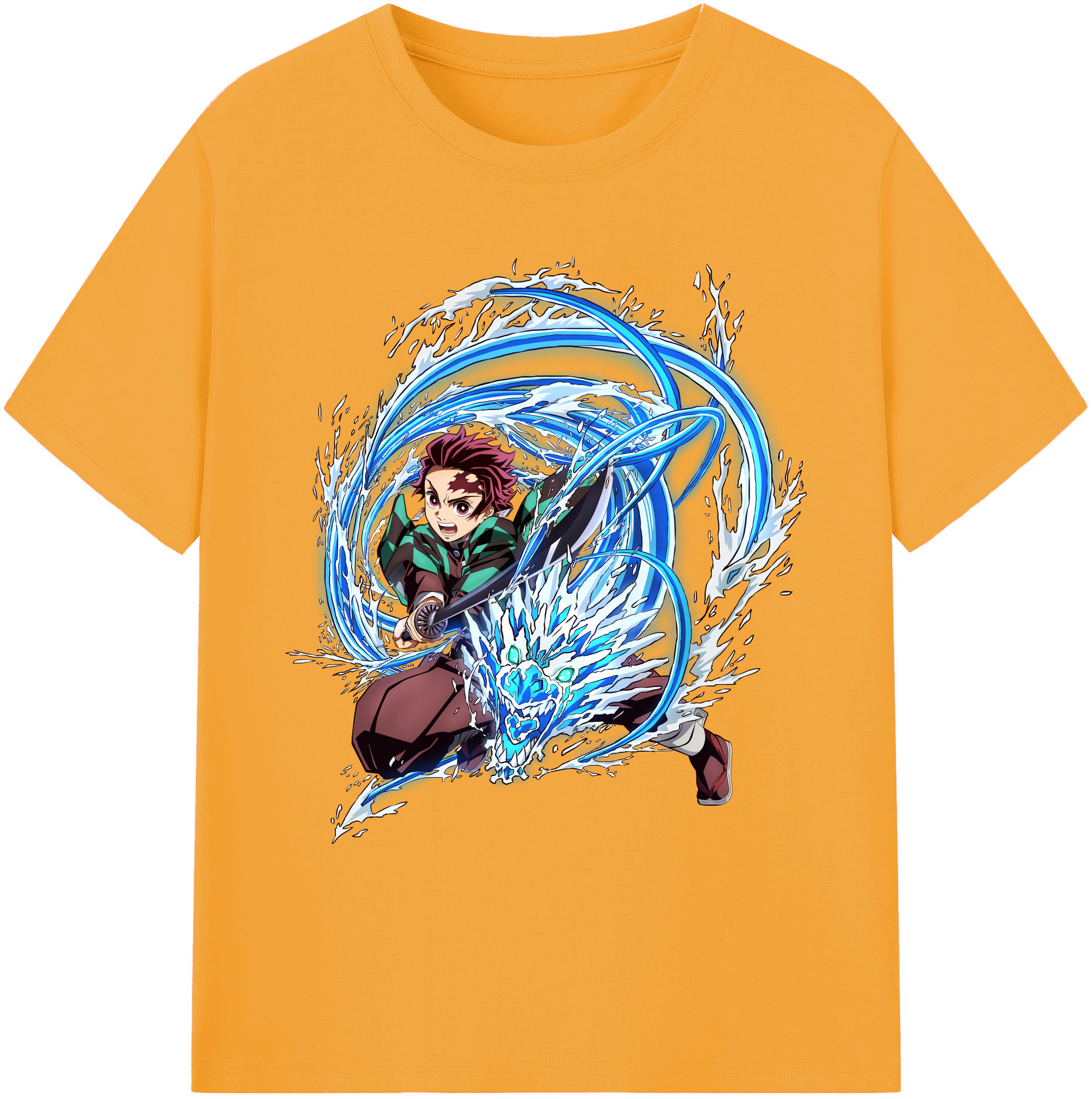 （画像用） 鬼滅の刃 竈門 炭治郎／かまど たんじろう Kamado Tanjirou 綿100％ メンズ半袖Tシャツ｜肌触りやわらか＆通気性