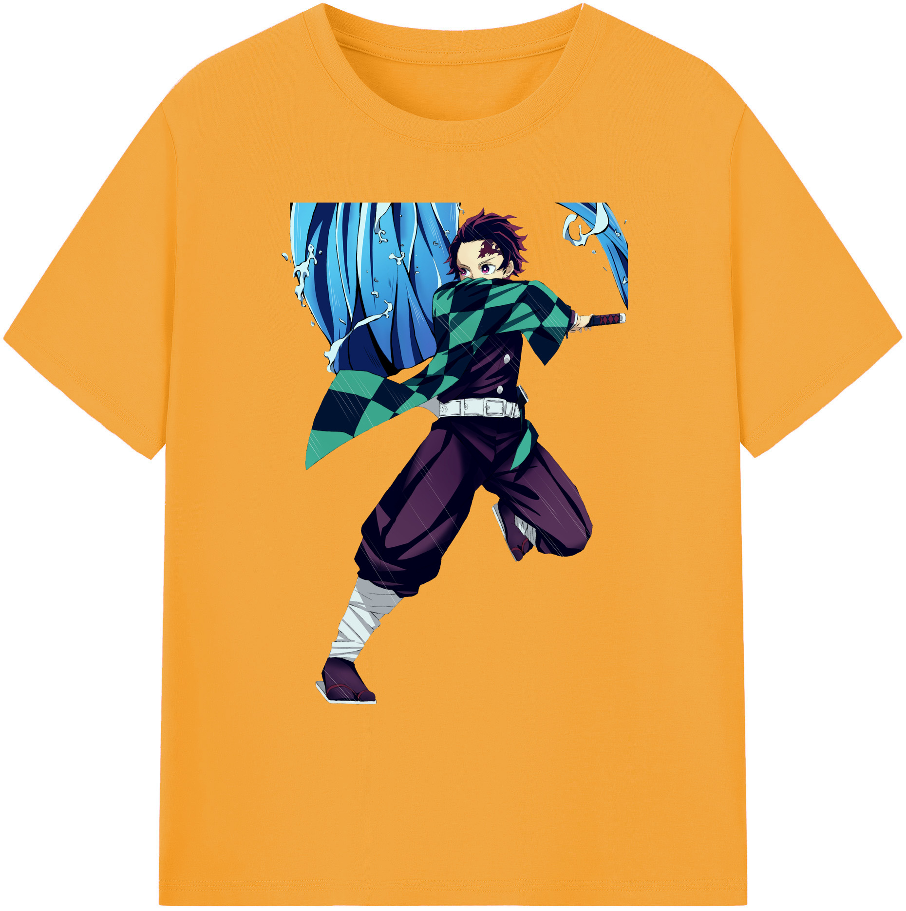 （画像用） 鬼滅の刃 竈門 炭治郎／かまど たんじろう Kamado Tanjirou 綿100％ メンズ半袖Tシャツ｜肌触りやわらか＆通気性