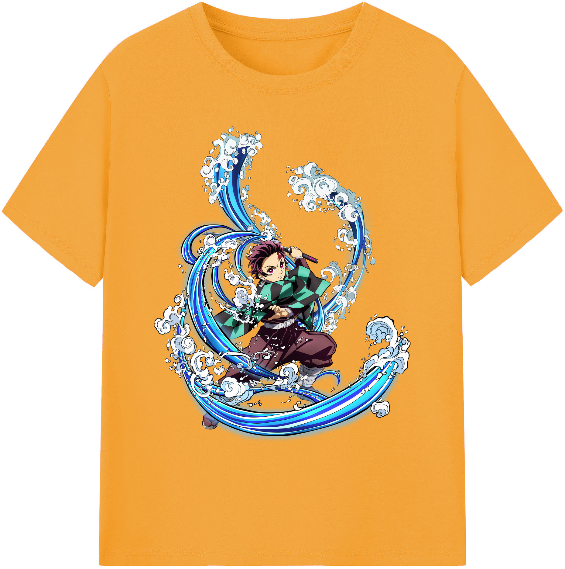 （画像用） 鬼滅の刃 竈門 炭治郎／かまど たんじろう Kamado Tanjirou 綿100％ メンズ半袖Tシャツ｜肌触りやわらか＆通気性