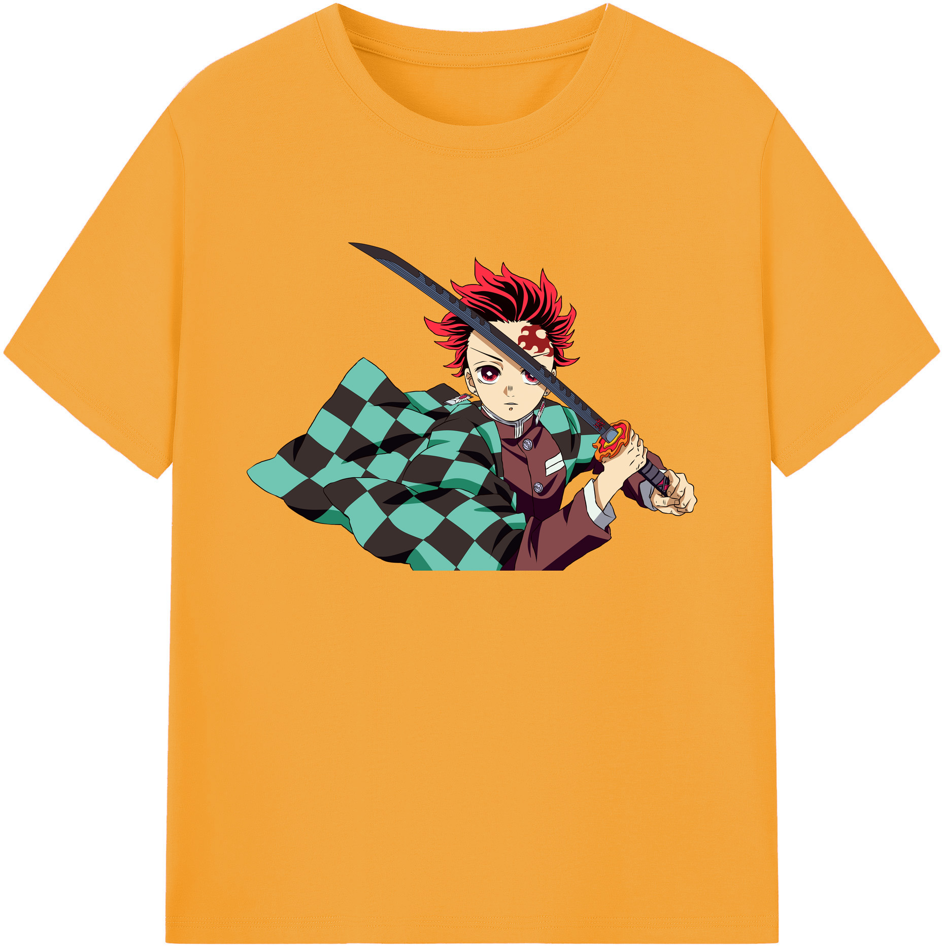 （画像用） 鬼滅の刃 竈門 炭治郎／かまど たんじろう Kamado Tanjirou 綿100％ メンズ半袖Tシャツ｜肌触りやわらか＆通気性