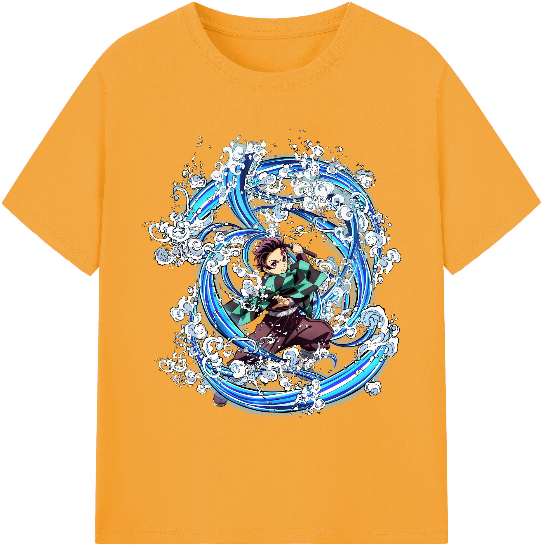 （画像用） 鬼滅の刃 竈門 炭治郎／かまど たんじろう Kamado Tanjirou 綿100％ メンズ半袖Tシャツ｜肌触りやわらか＆通気性