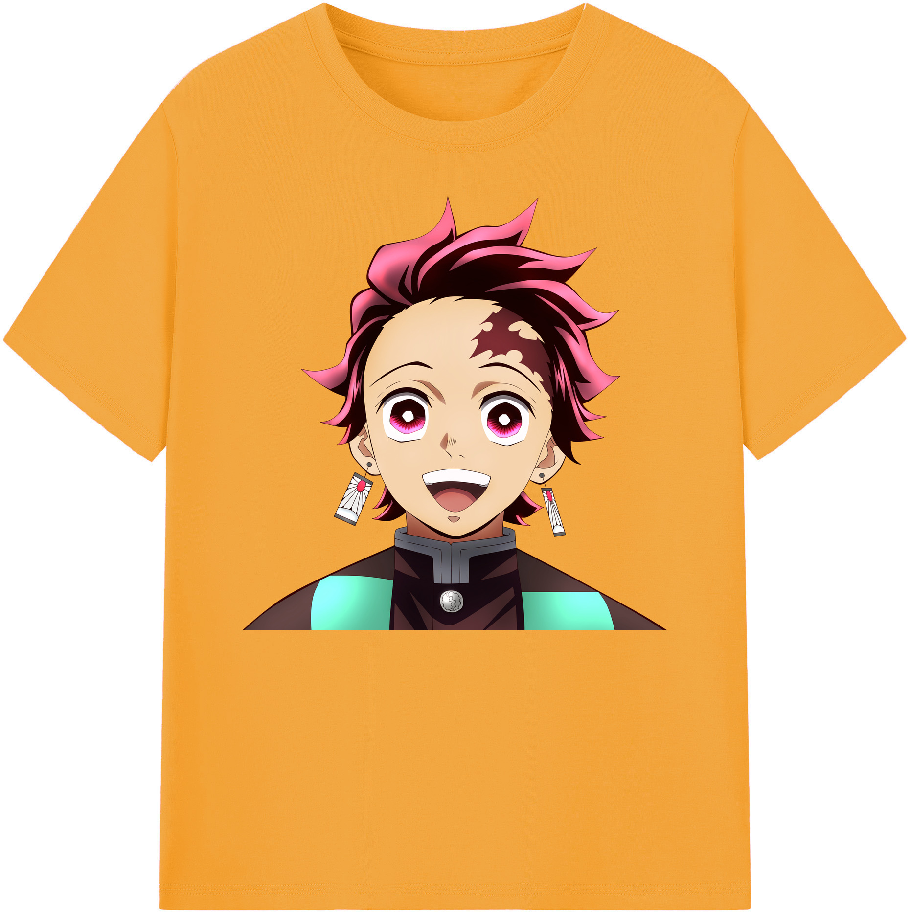 （画像用） 鬼滅の刃 竈門 炭治郎／かまど たんじろう Kamado Tanjirou 綿100％ メンズ半袖Tシャツ｜肌触りやわらか＆通気性