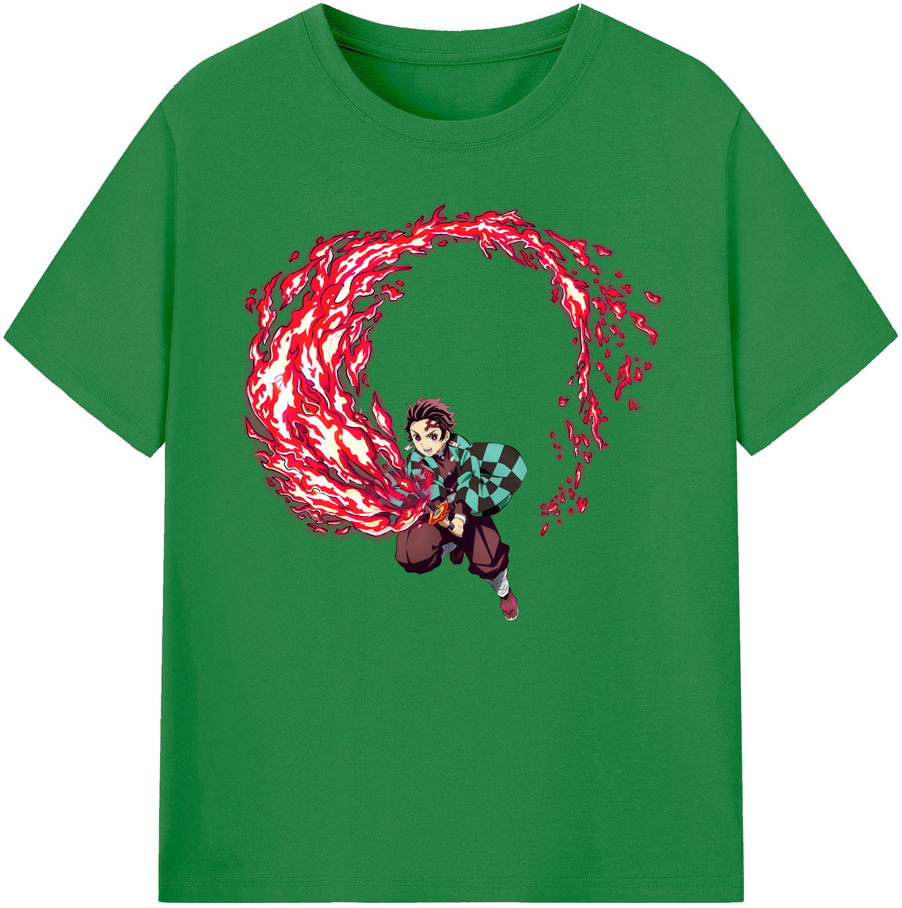 （画像用） 鬼滅の刃 竈門 炭治郎／かまど たんじろう Kamado Tanjirou 綿100％ メンズ半袖Tシャツ｜肌触りやわらか＆通気性