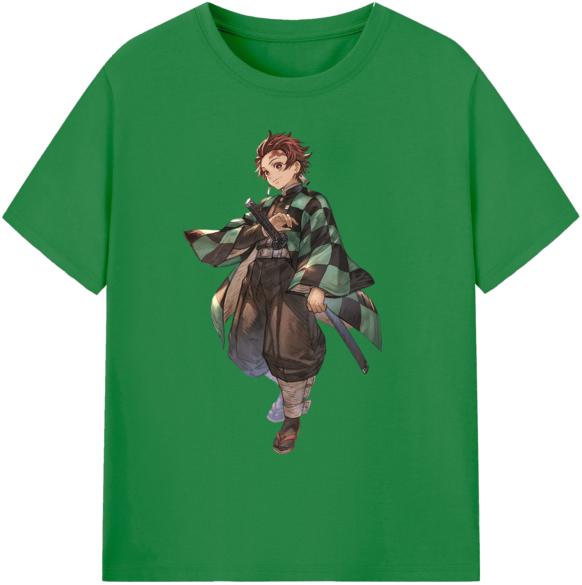 （画像用） 鬼滅の刃 竈門 炭治郎／かまど たんじろう Kamado Tanjirou 綿100％ メンズ半袖Tシャツ｜肌触りやわらか＆通気性