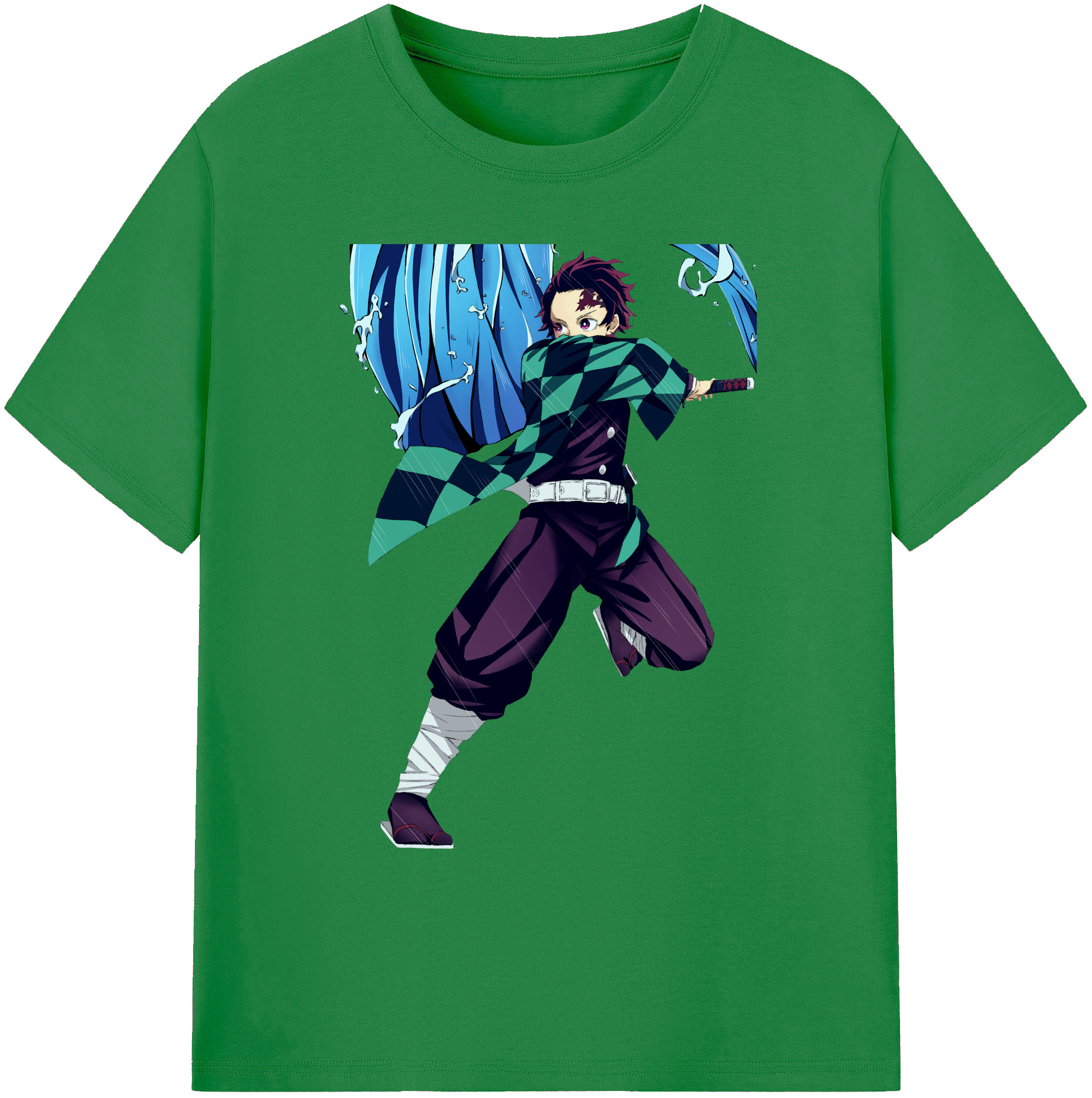 （画像用） 鬼滅の刃 竈門 炭治郎／かまど たんじろう Kamado Tanjirou 綿100％ メンズ半袖Tシャツ｜肌触りやわらか＆通気性