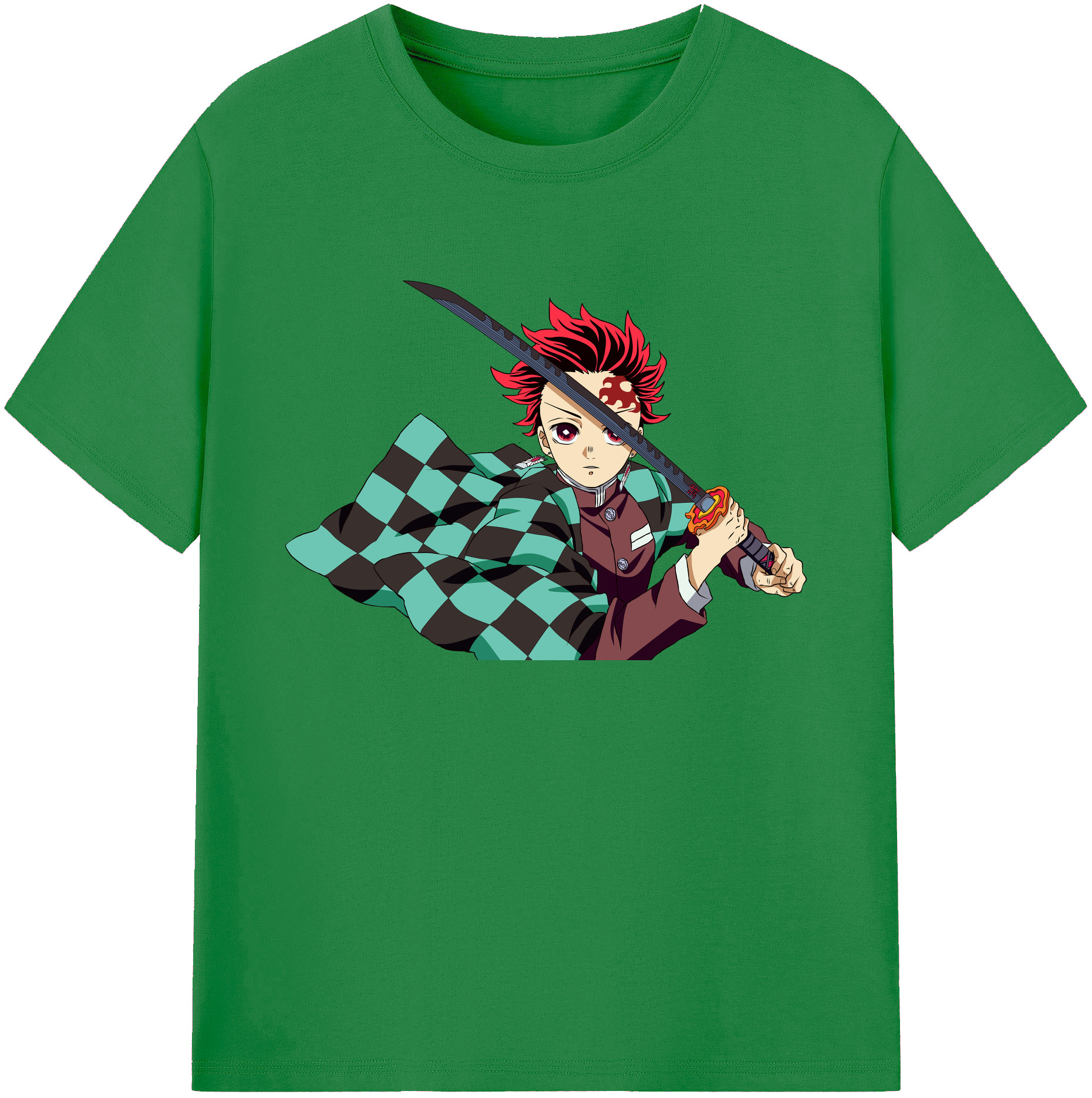 （画像用） 鬼滅の刃 竈門 炭治郎／かまど たんじろう Kamado Tanjirou 綿100％ メンズ半袖Tシャツ｜肌触りやわらか＆通気性