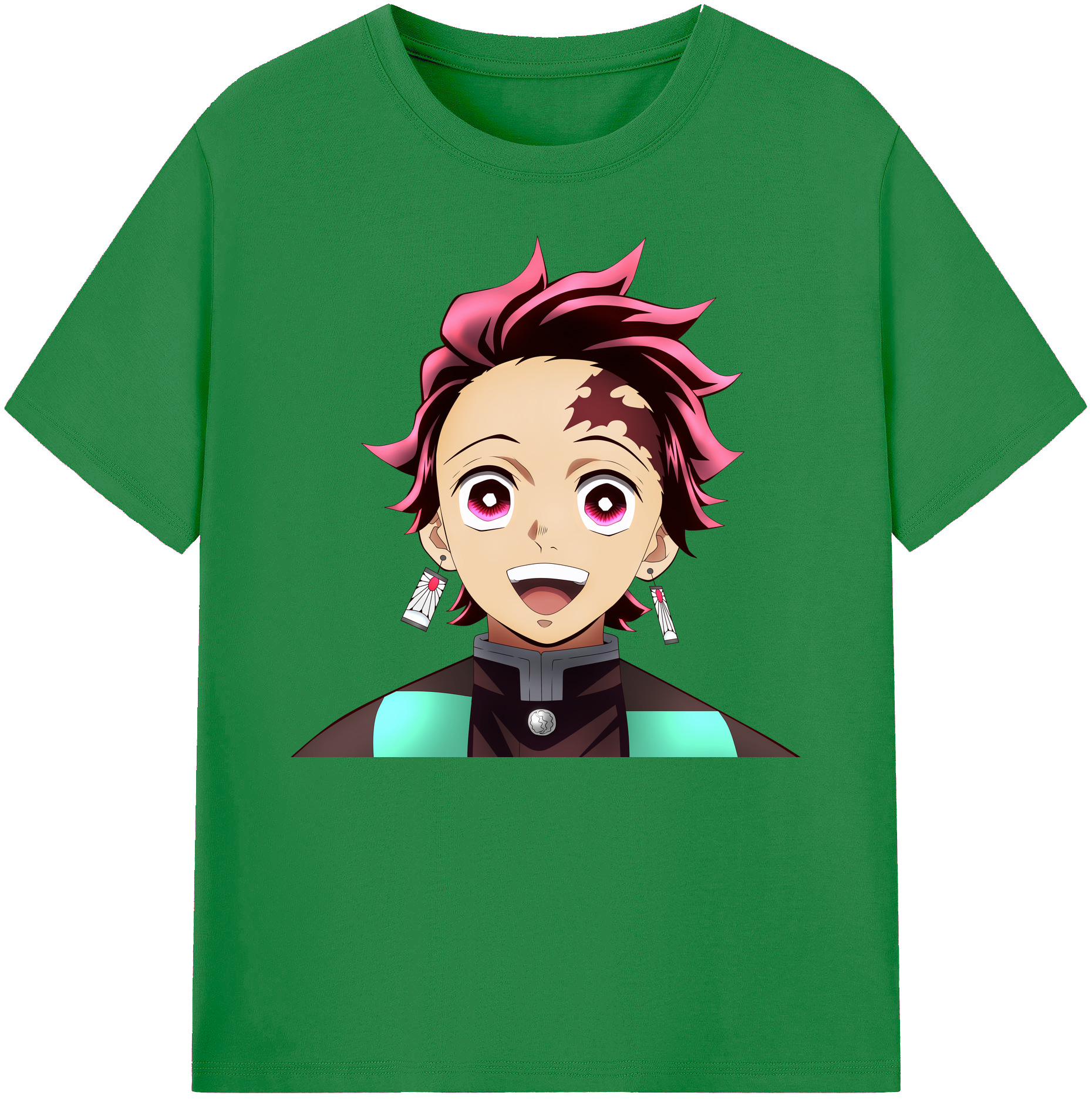 （画像用） 鬼滅の刃 竈門 炭治郎／かまど たんじろう Kamado Tanjirou 綿100％ メンズ半袖Tシャツ｜肌触りやわらか＆通気性