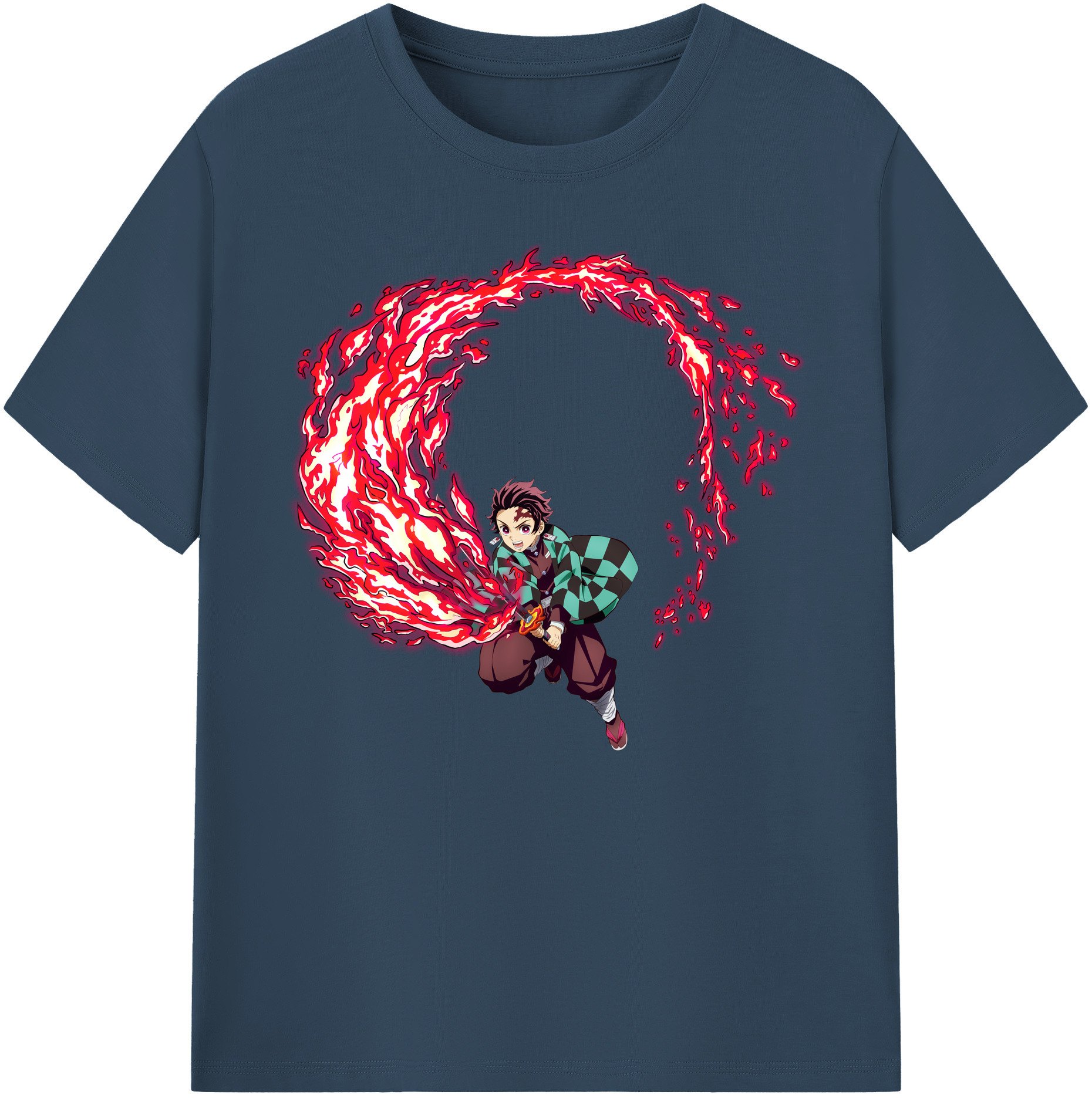 （画像用） 鬼滅の刃 竈門 炭治郎／かまど たんじろう Kamado Tanjirou 綿100％ メンズ半袖Tシャツ｜肌触りやわらか＆通気性
