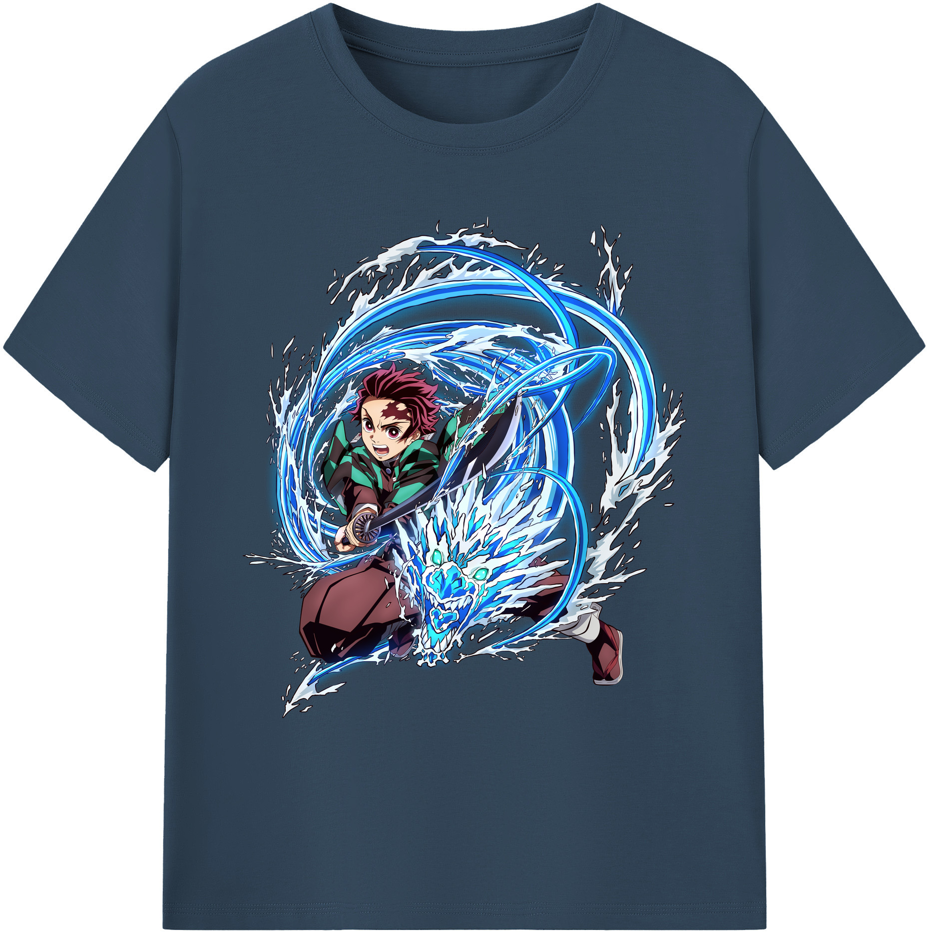 （画像用） 鬼滅の刃 竈門 炭治郎／かまど たんじろう Kamado Tanjirou 綿100％ メンズ半袖Tシャツ｜肌触りやわらか＆通気性