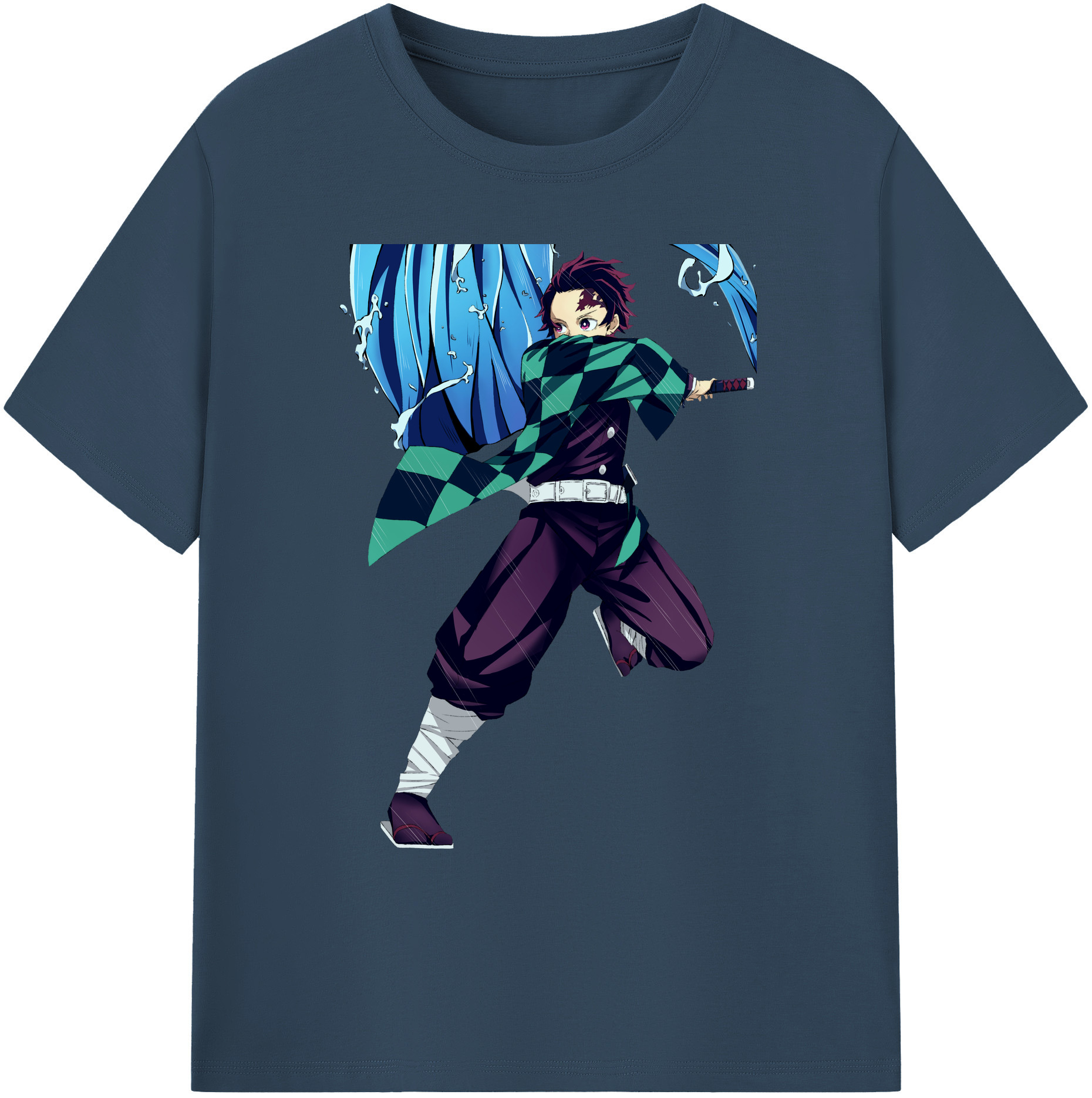 （画像用） 鬼滅の刃 竈門 炭治郎／かまど たんじろう Kamado Tanjirou 綿100％ メンズ半袖Tシャツ｜肌触りやわらか＆通気性