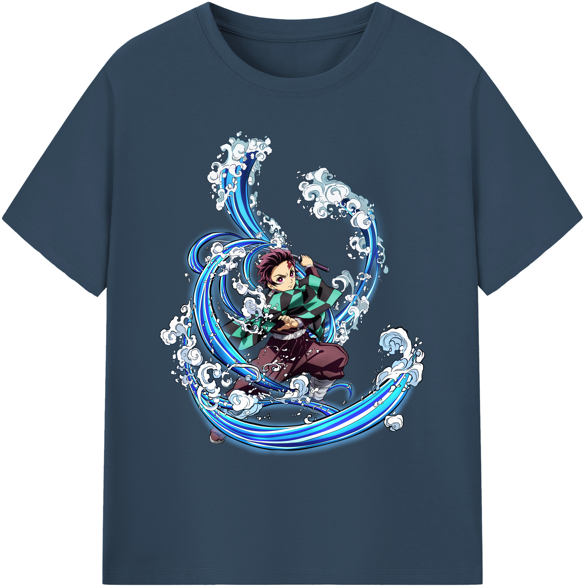 （画像用） 鬼滅の刃 竈門 炭治郎／かまど たんじろう Kamado Tanjirou 綿100％ メンズ半袖Tシャツ｜肌触りやわらか＆通気性