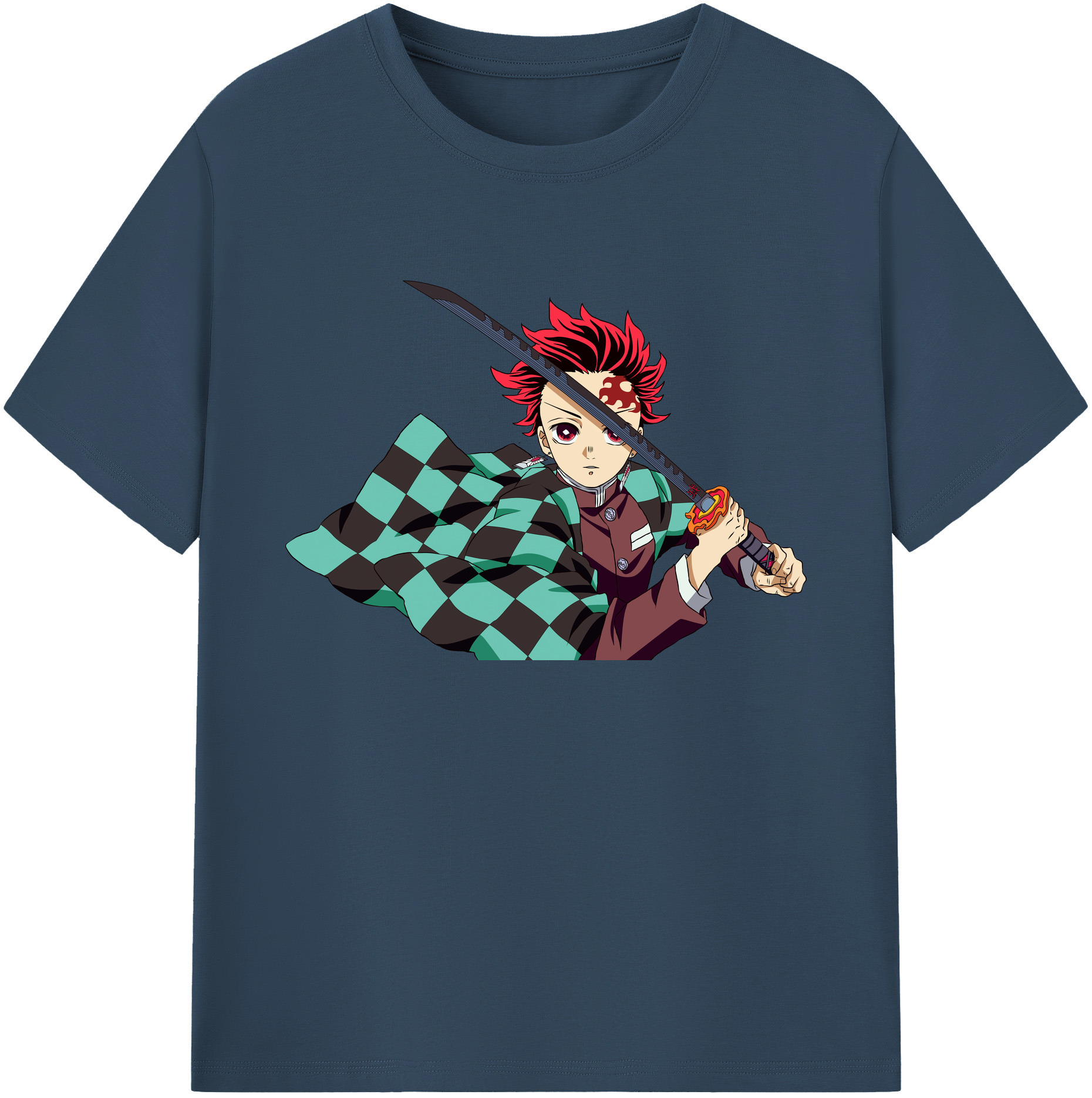 （画像用） 鬼滅の刃 竈門 炭治郎／かまど たんじろう Kamado Tanjirou 綿100％ メンズ半袖Tシャツ｜肌触りやわらか＆通気性