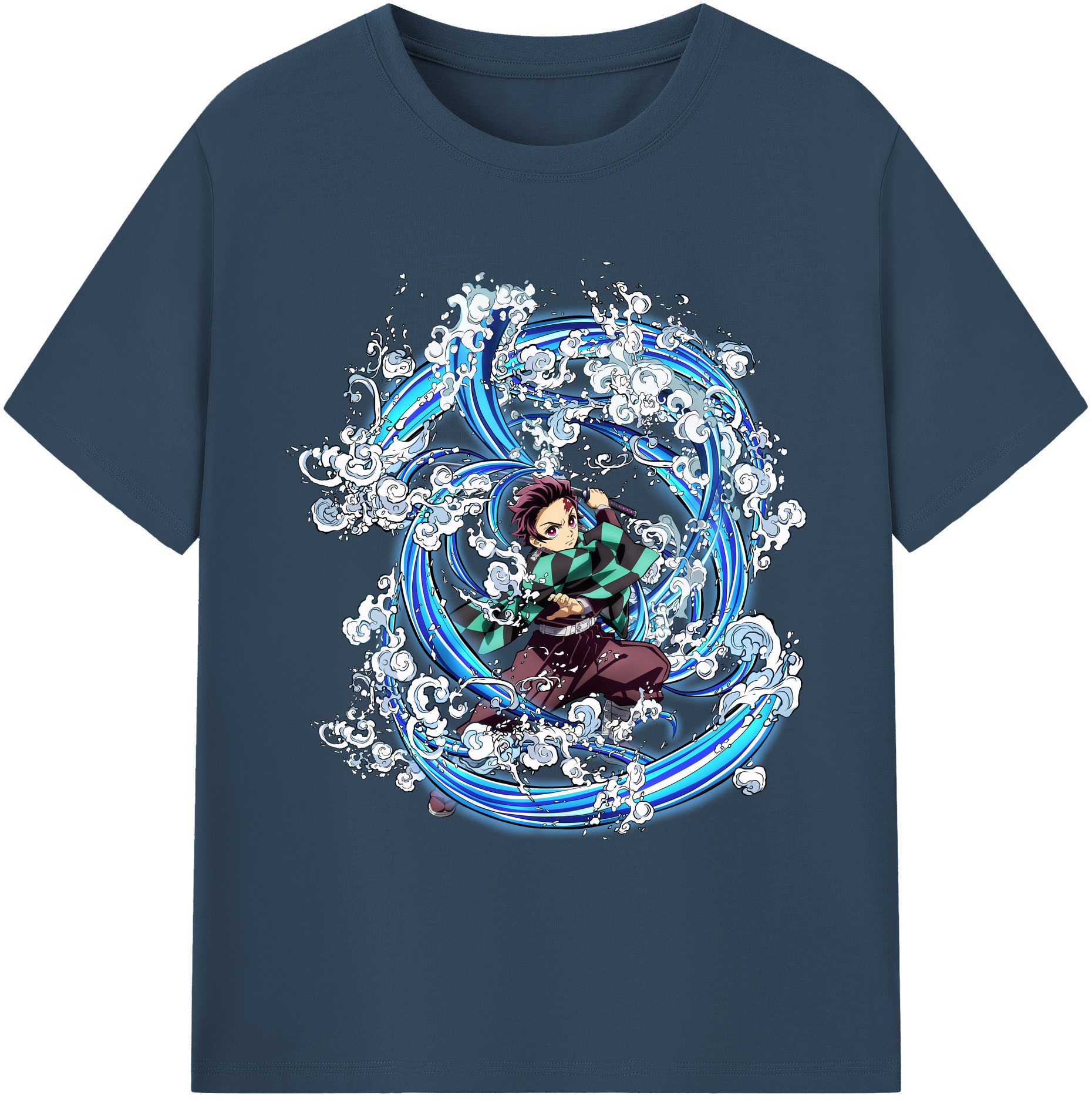 （画像用） 鬼滅の刃 竈門 炭治郎／かまど たんじろう Kamado Tanjirou 綿100％ メンズ半袖Tシャツ｜肌触りやわらか＆通気性