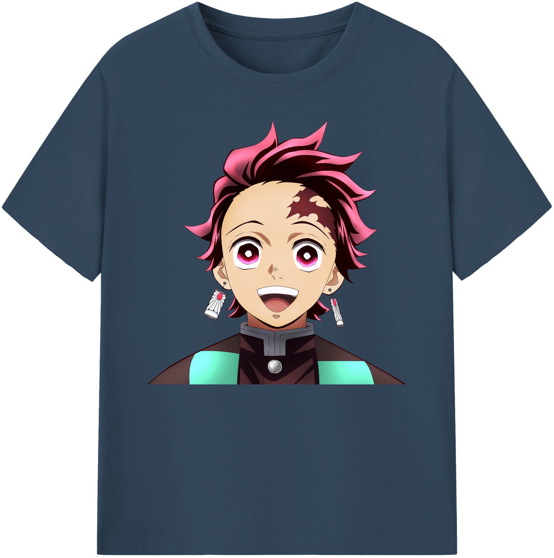 （画像用） 鬼滅の刃 竈門 炭治郎／かまど たんじろう Kamado Tanjirou 綿100％ メンズ半袖Tシャツ｜肌触りやわらか＆通気性
