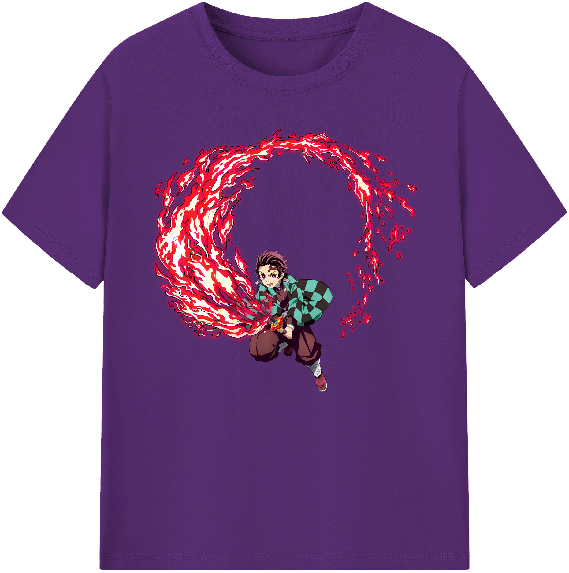 （画像用） 鬼滅の刃 竈門 炭治郎／かまど たんじろう Kamado Tanjirou 綿100％ メンズ半袖Tシャツ｜肌触りやわらか＆通気性