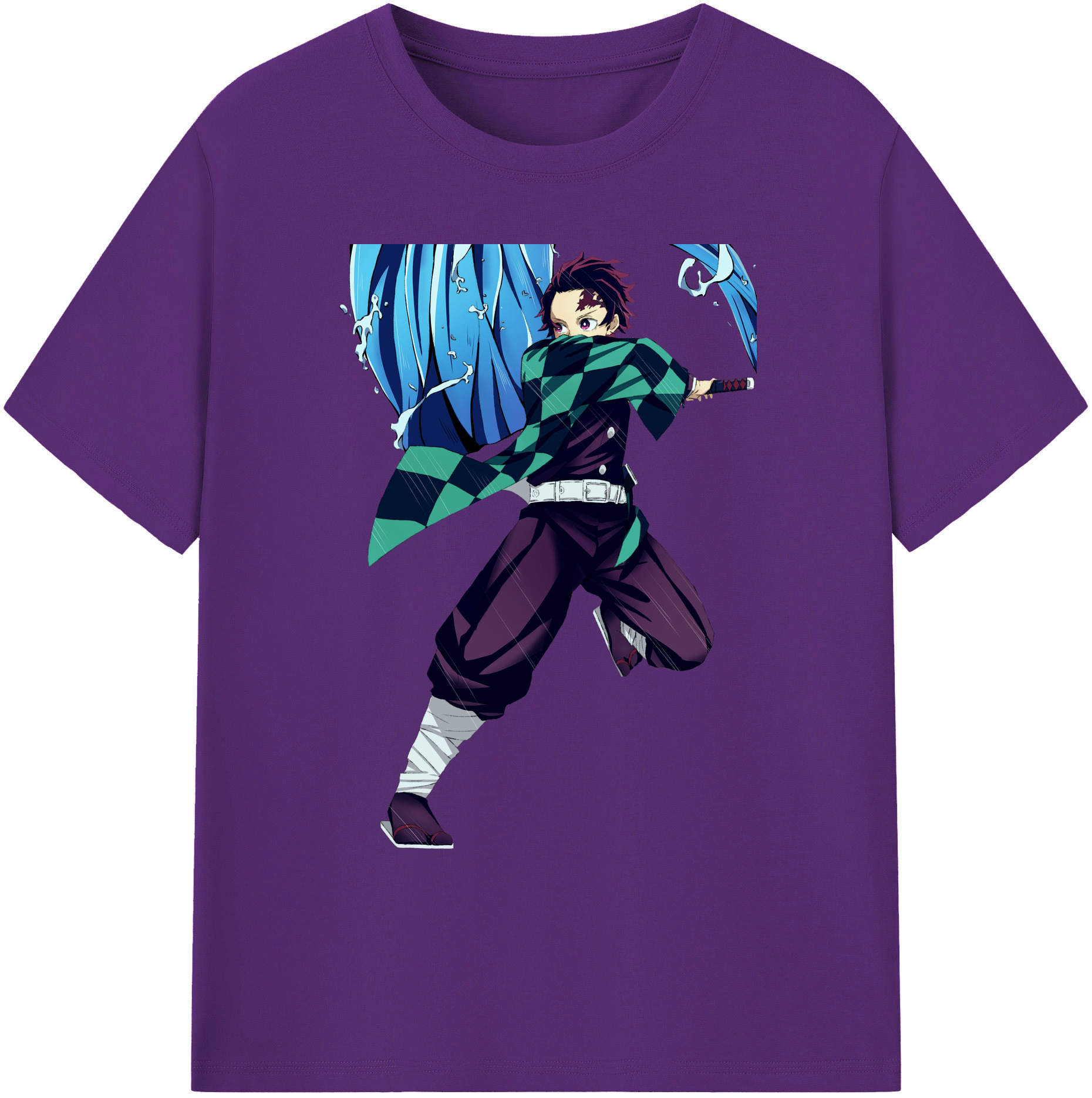 （画像用） 鬼滅の刃 竈門 炭治郎／かまど たんじろう Kamado Tanjirou 綿100％ メンズ半袖Tシャツ｜肌触りやわらか＆通気性