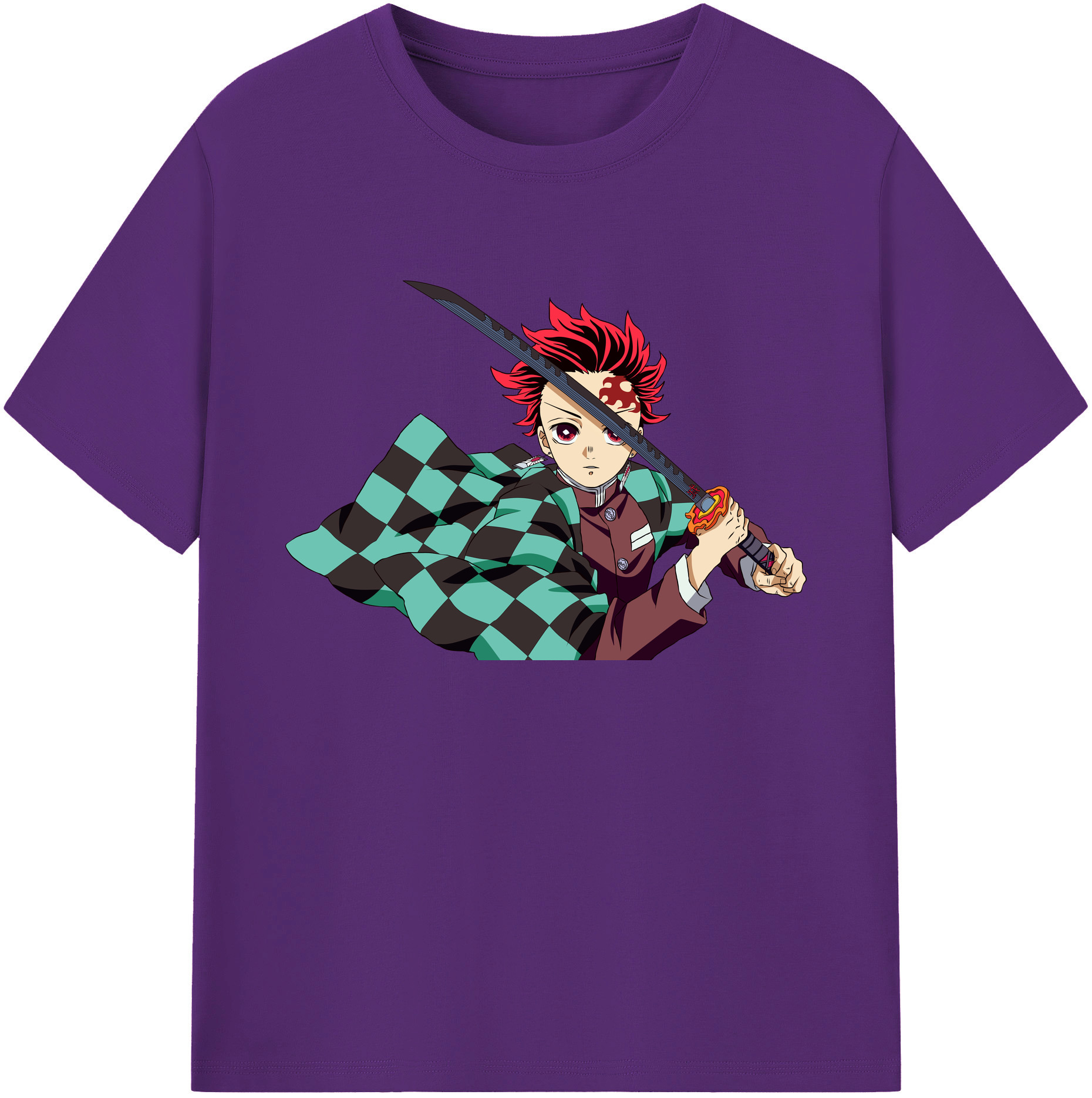 （画像用） 鬼滅の刃 竈門 炭治郎／かまど たんじろう Kamado Tanjirou 綿100％ メンズ半袖Tシャツ｜肌触りやわらか＆通気性