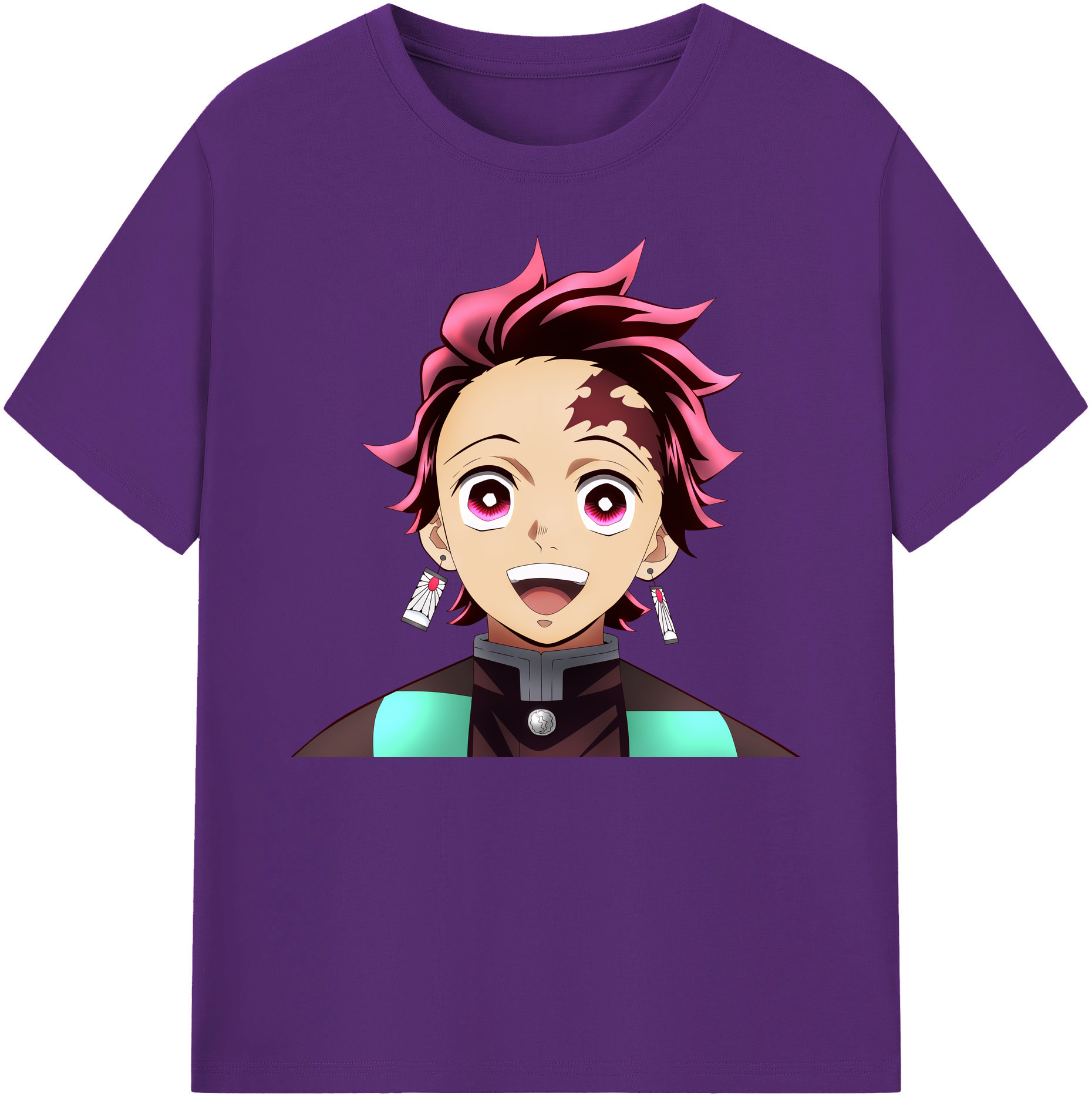 （画像用） 鬼滅の刃 竈門 炭治郎／かまど たんじろう Kamado Tanjirou 綿100％ メンズ半袖Tシャツ｜肌触りやわらか＆通気性
