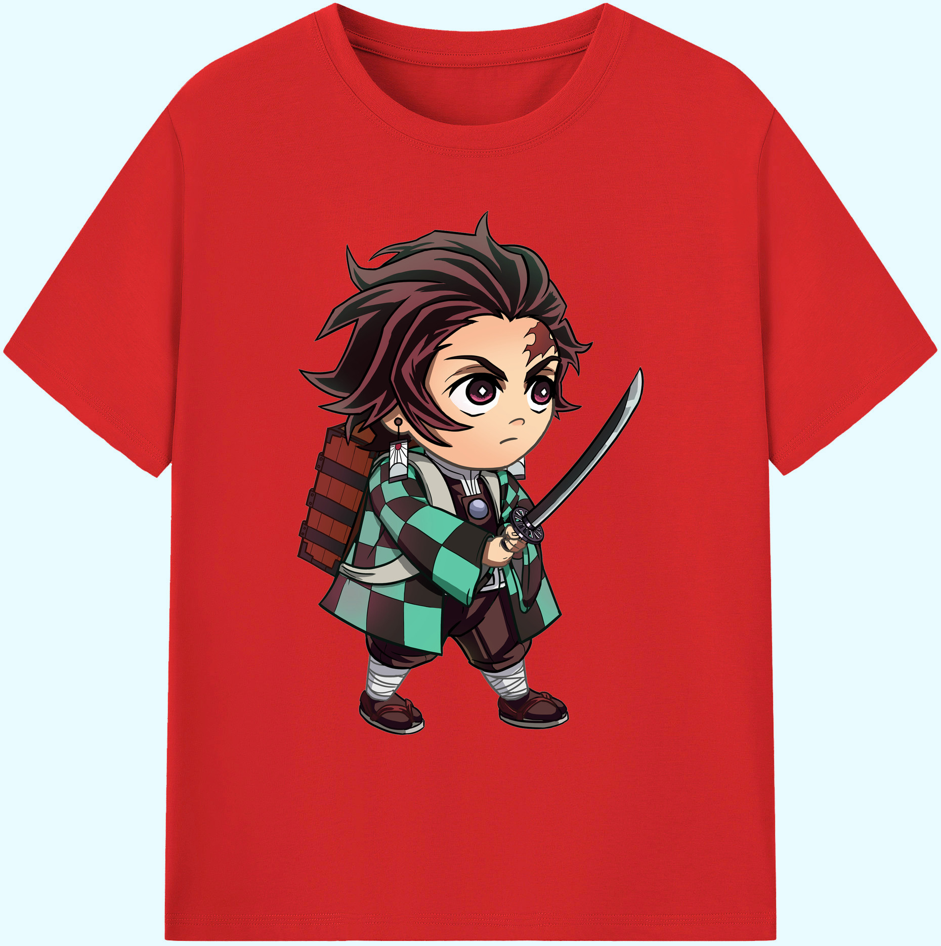 （画像用） 鬼滅の刃 竈門 炭治郎／かまど たんじろう Kamado Tanjirou 綿100％ メンズ半袖Tシャツ｜肌触りやわらか＆通気性