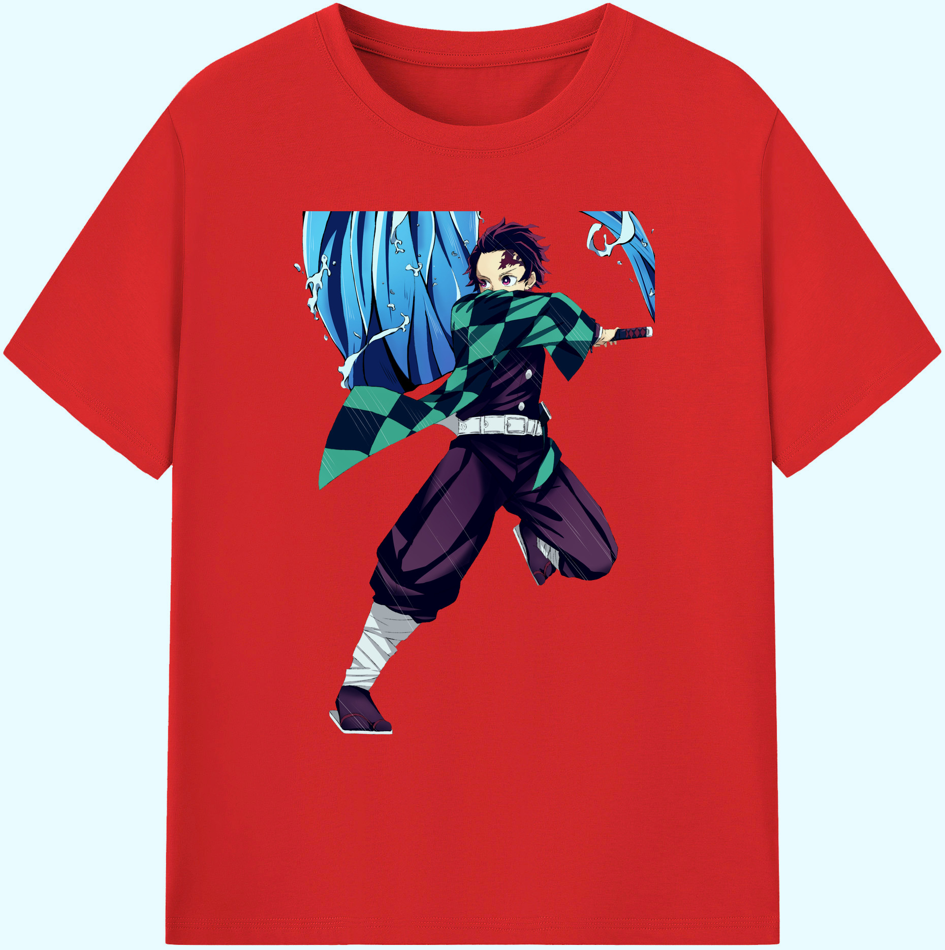 （画像用） 鬼滅の刃 竈門 炭治郎／かまど たんじろう Kamado Tanjirou 綿100％ メンズ半袖Tシャツ｜肌触りやわらか＆通気性