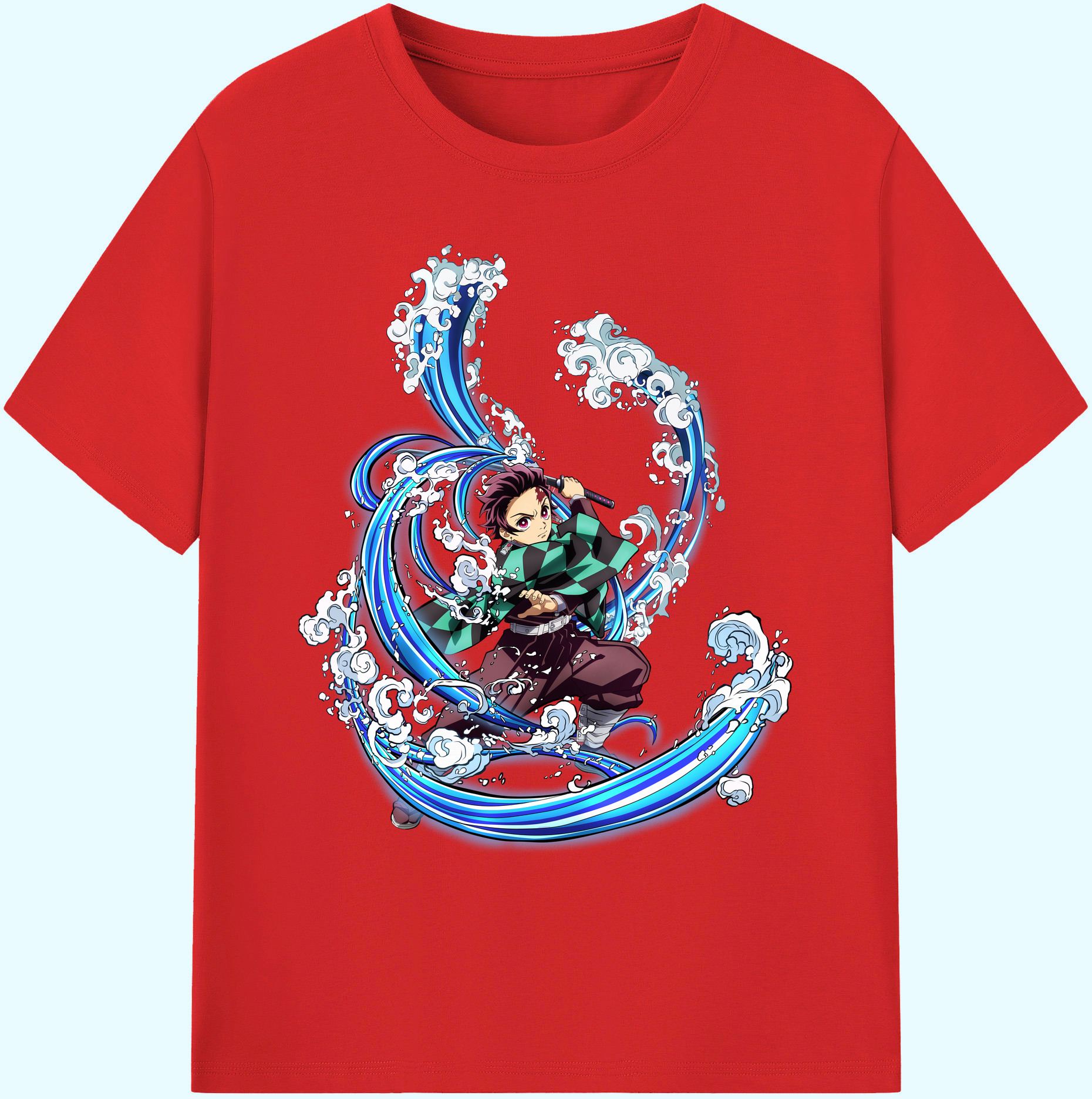 （画像用） 鬼滅の刃 竈門 炭治郎／かまど たんじろう Kamado Tanjirou 綿100％ メンズ半袖Tシャツ｜肌触りやわらか＆通気性