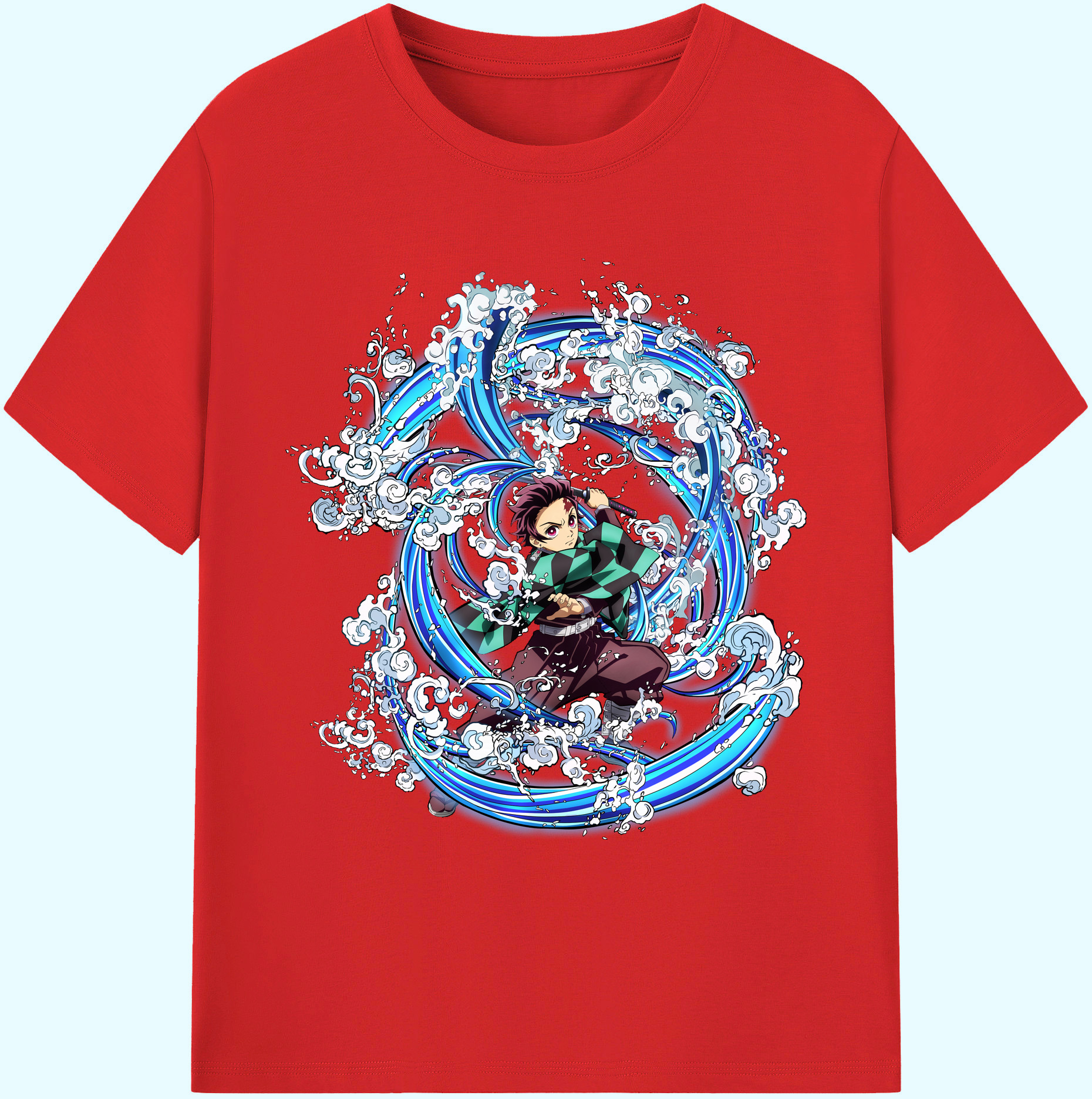 （画像用） 鬼滅の刃 竈門 炭治郎／かまど たんじろう Kamado Tanjirou 綿100％ メンズ半袖Tシャツ｜肌触りやわらか＆通気性