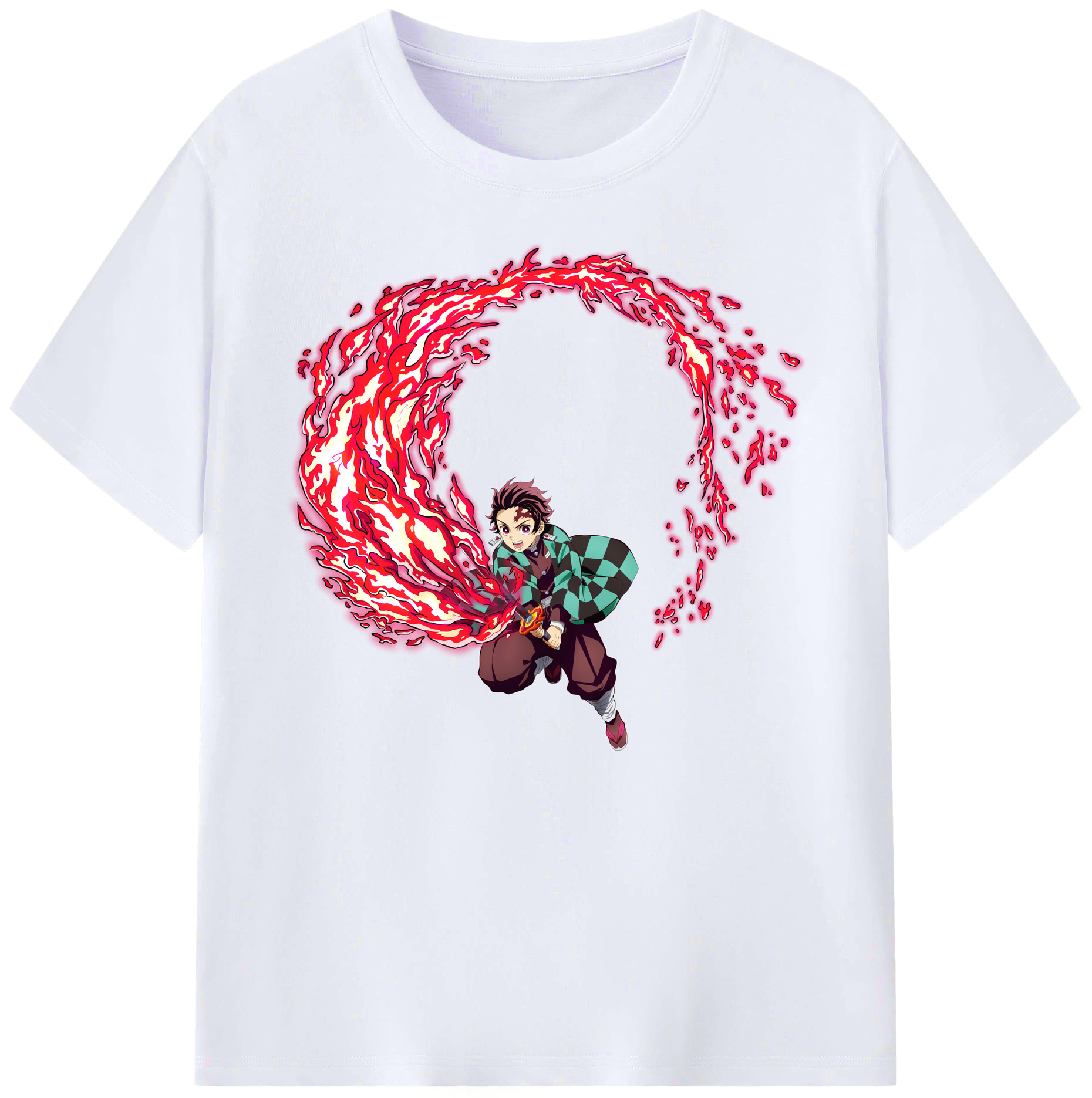 （画像用） 鬼滅の刃 竈門 炭治郎／かまど たんじろう Kamado Tanjirou 綿100％ メンズ半袖Tシャツ｜肌触りやわらか＆通気性