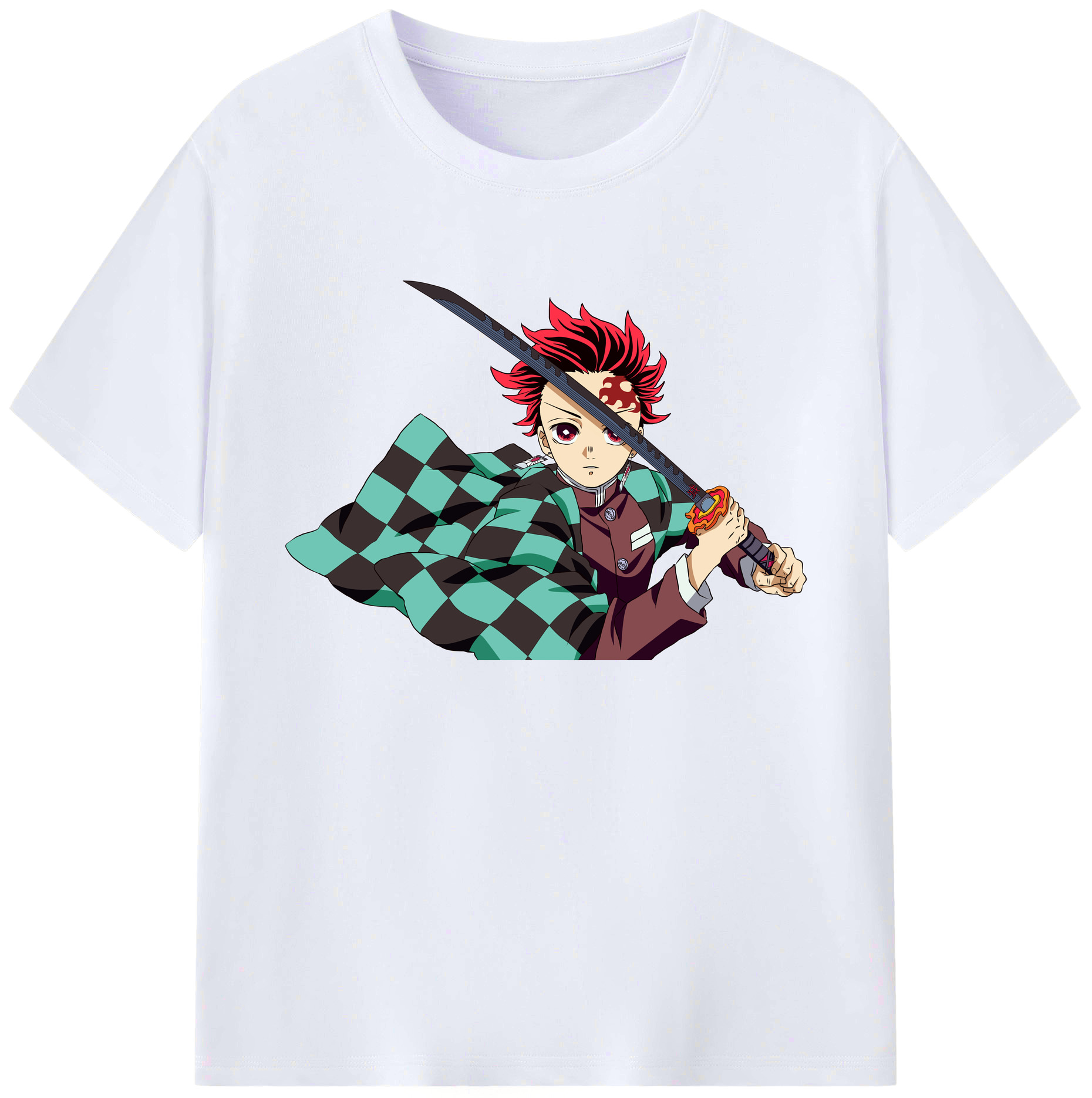 （画像用） 鬼滅の刃 竈門 炭治郎／かまど たんじろう Kamado Tanjirou 綿100％ メンズ半袖Tシャツ｜肌触りやわらか＆通気性