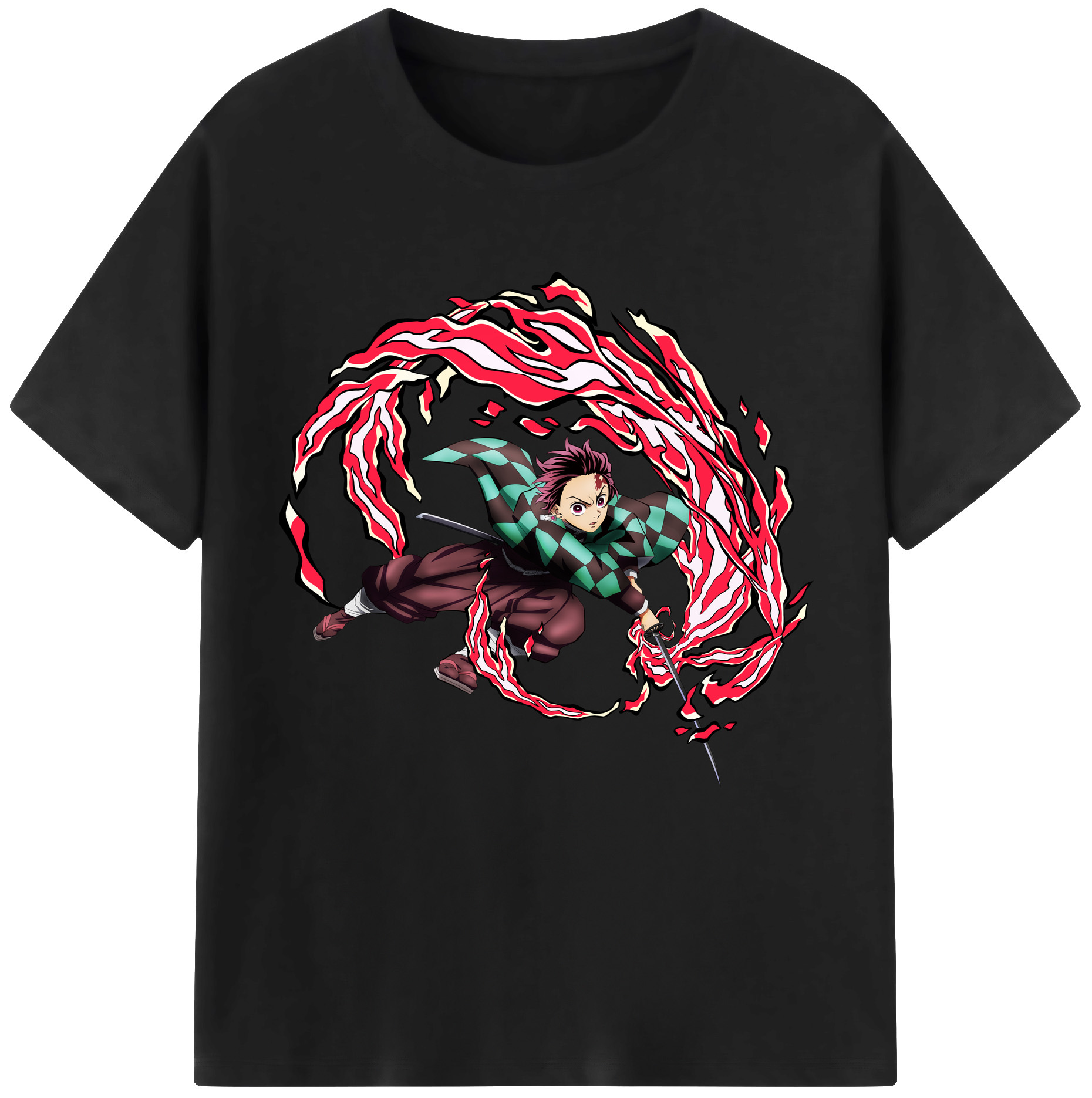 （画像用） 鬼滅の刃 竈門 炭治郎／かまど たんじろう Kamado Tanjirou レディースカジュアルプリントTシャツ（綿100％）
