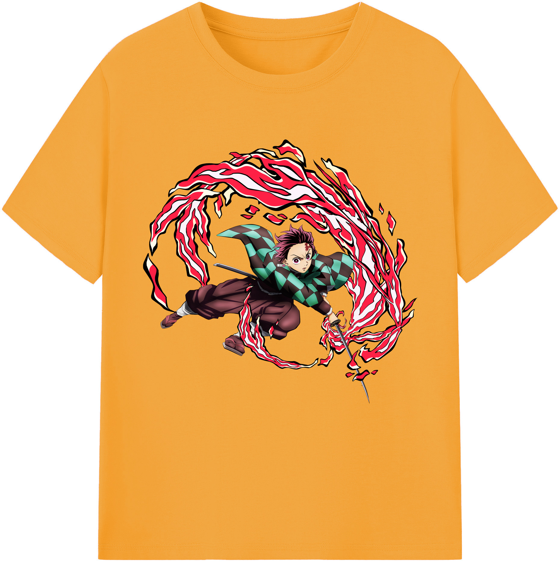 （画像用） 鬼滅の刃 竈門 炭治郎／かまど たんじろう Kamado Tanjirou レディースカジュアルプリントTシャツ（綿100％）