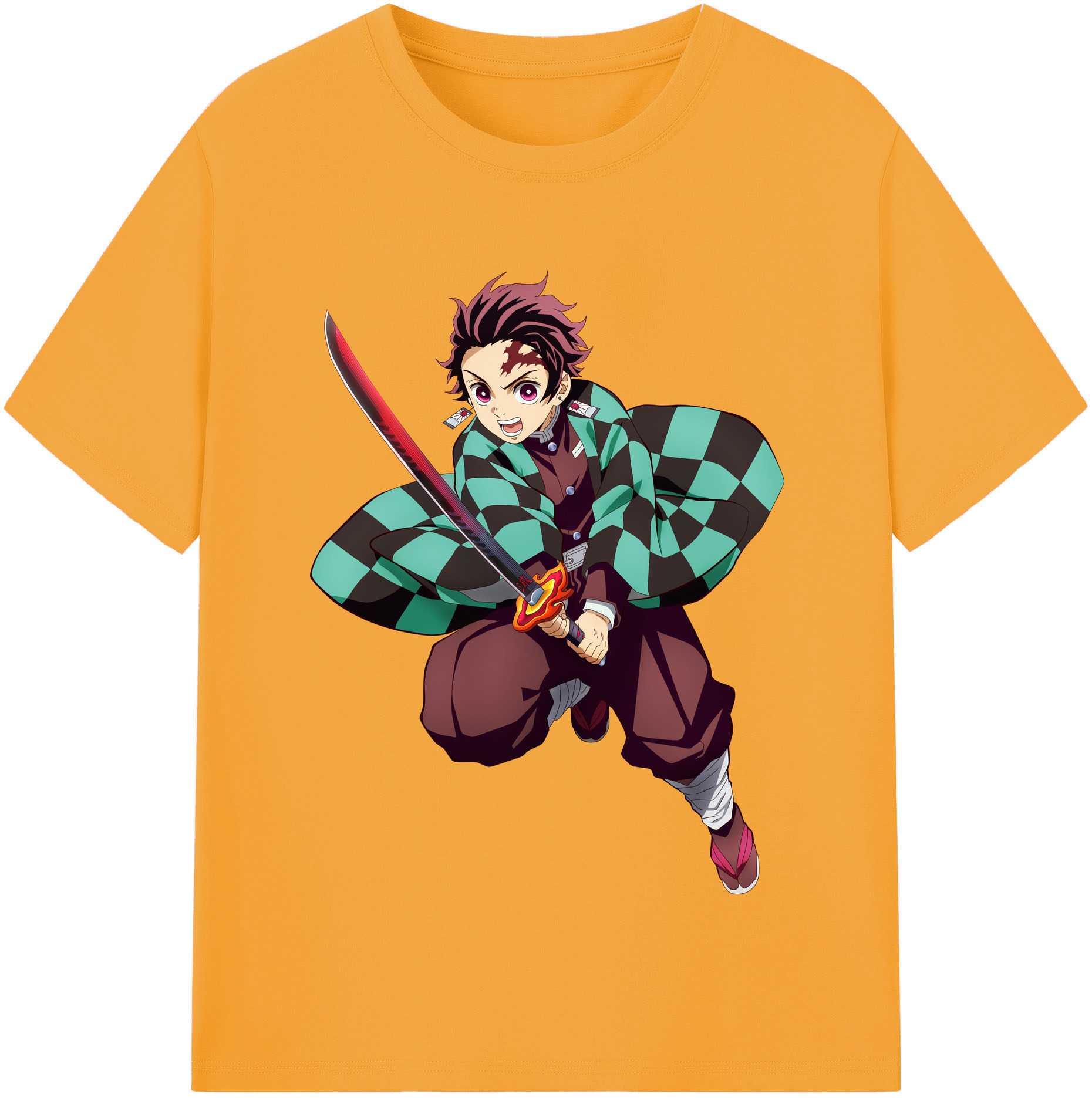 （画像用） 鬼滅の刃 竈門 炭治郎／かまど たんじろう Kamado Tanjirou レディースカジュアルプリントTシャツ（綿100％）