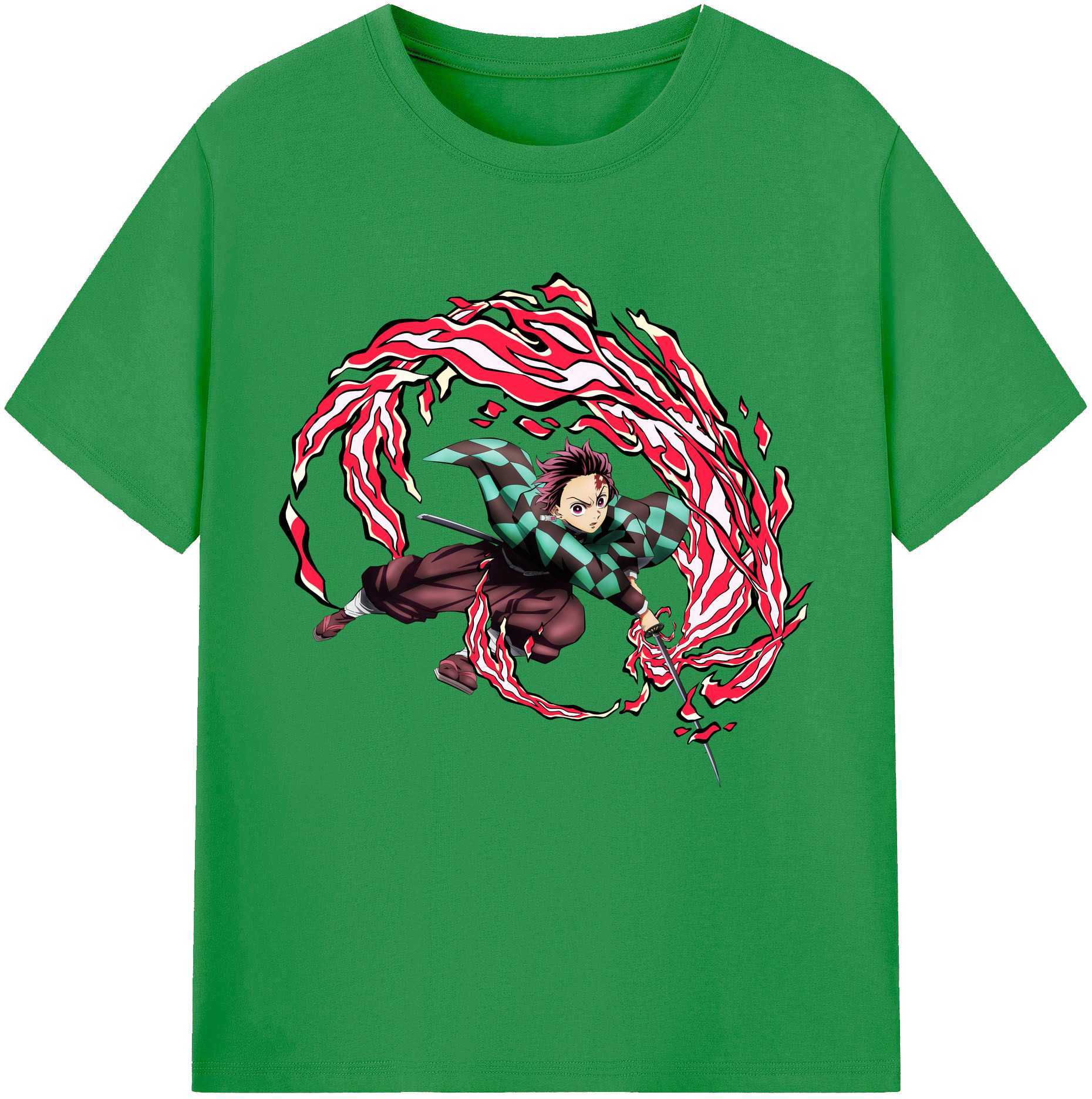 （画像用） 鬼滅の刃 竈門 炭治郎／かまど たんじろう Kamado Tanjirou レディースカジュアルプリントTシャツ（綿100％）