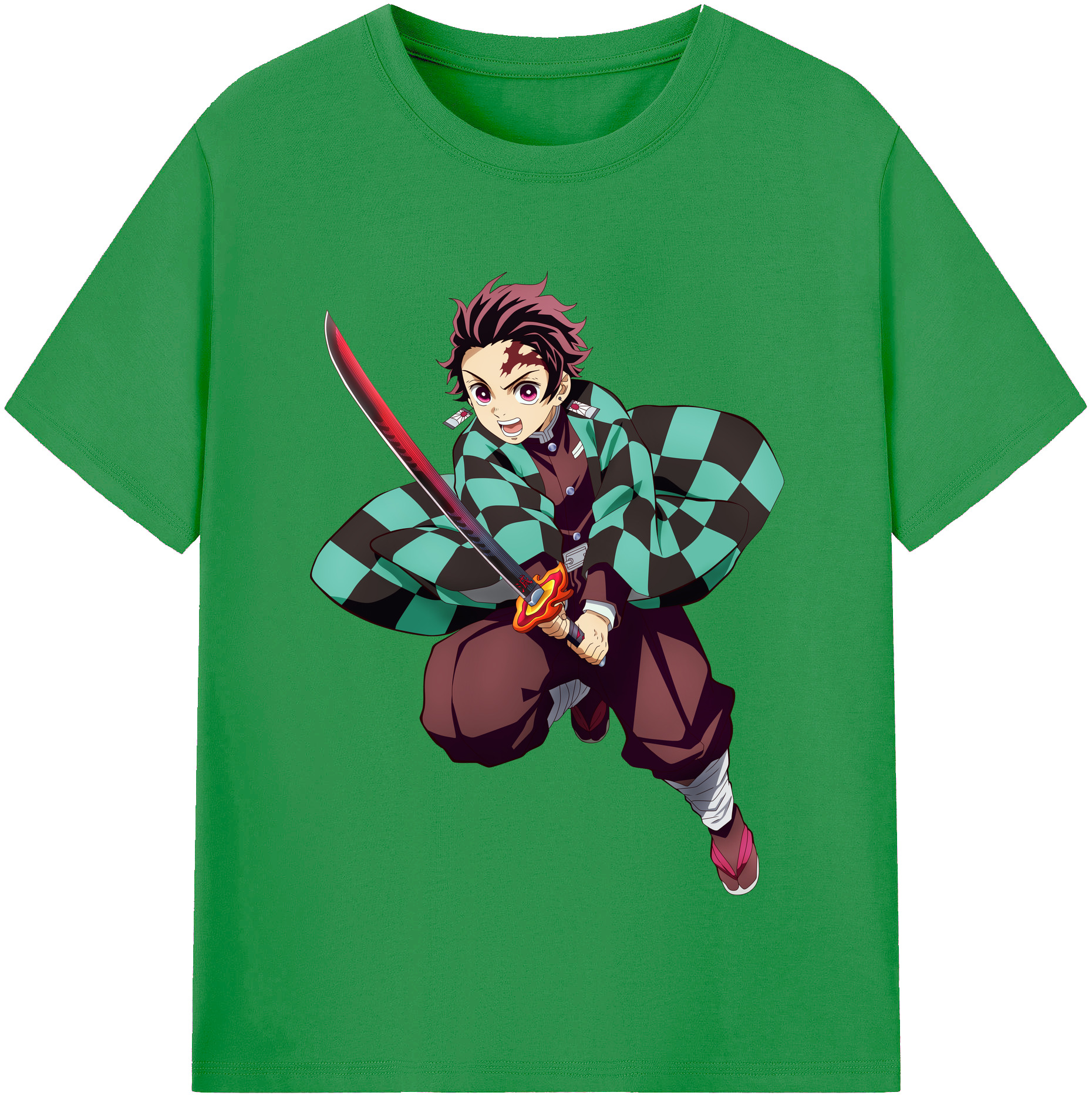 （画像用） 鬼滅の刃 竈門 炭治郎／かまど たんじろう Kamado Tanjirou レディースカジュアルプリントTシャツ（綿100％）
