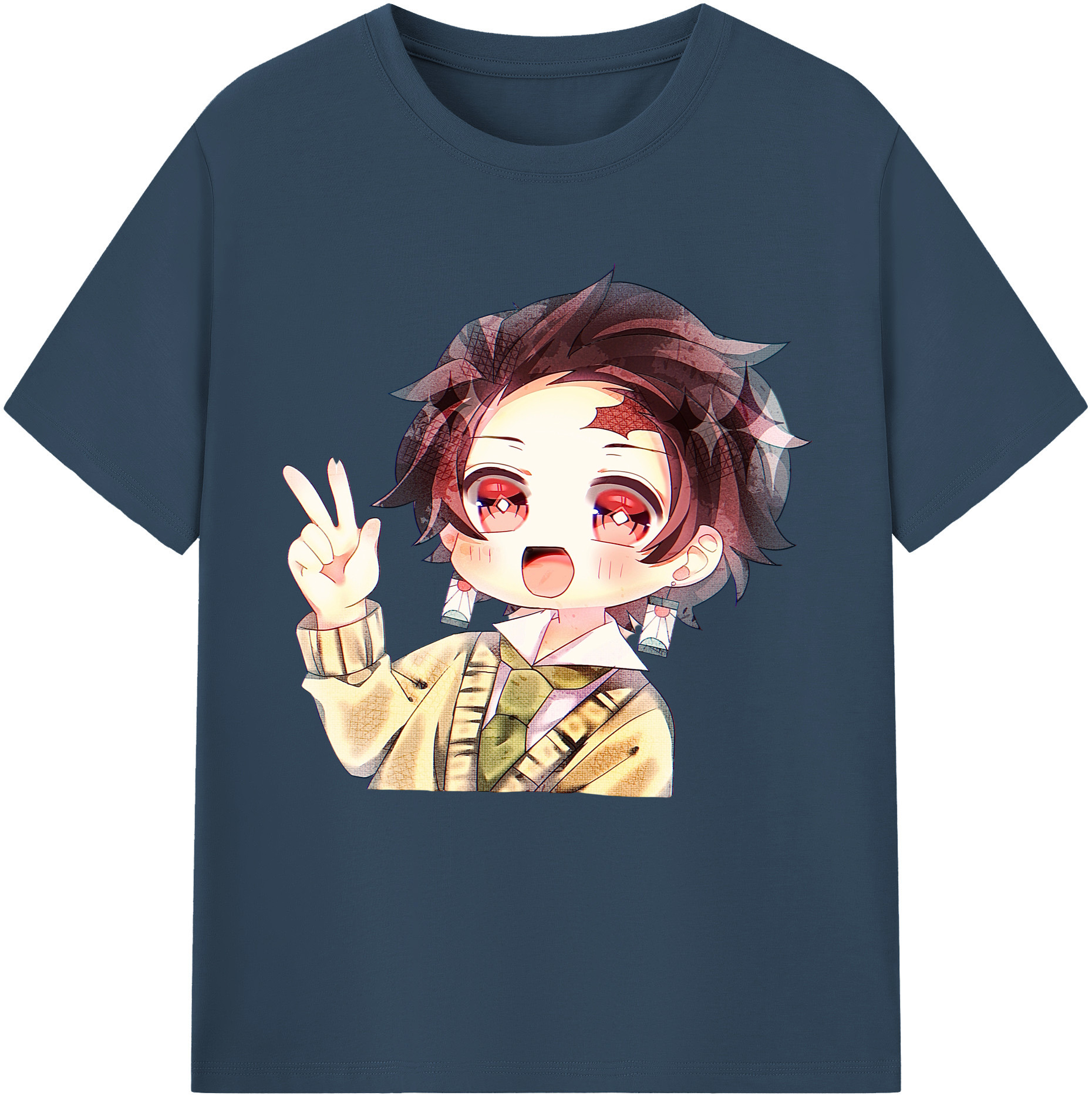 （画像用） 鬼滅の刃 竈門 炭治郎／かまど たんじろう Kamado Tanjirou レディースカジュアルプリントTシャツ（綿100％）