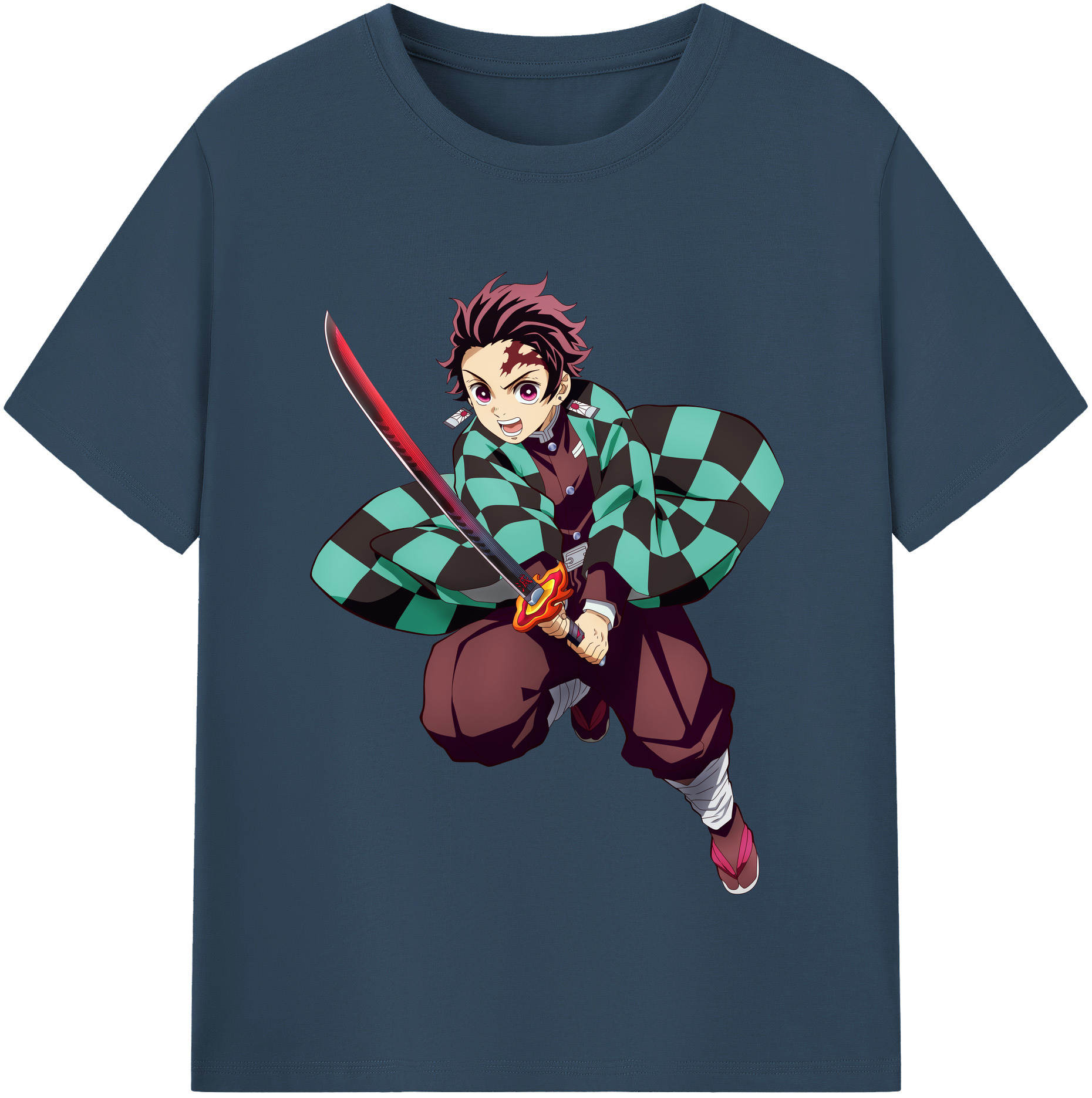 （画像用） 鬼滅の刃 竈門 炭治郎／かまど たんじろう Kamado Tanjirou レディースカジュアルプリントTシャツ（綿100％）