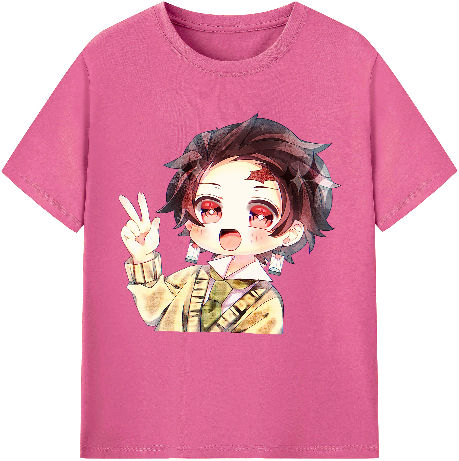 （画像用） 鬼滅の刃 竈門 炭治郎／かまど たんじろう Kamado Tanjirou レディースカジュアルプリントTシャツ（綿100％）