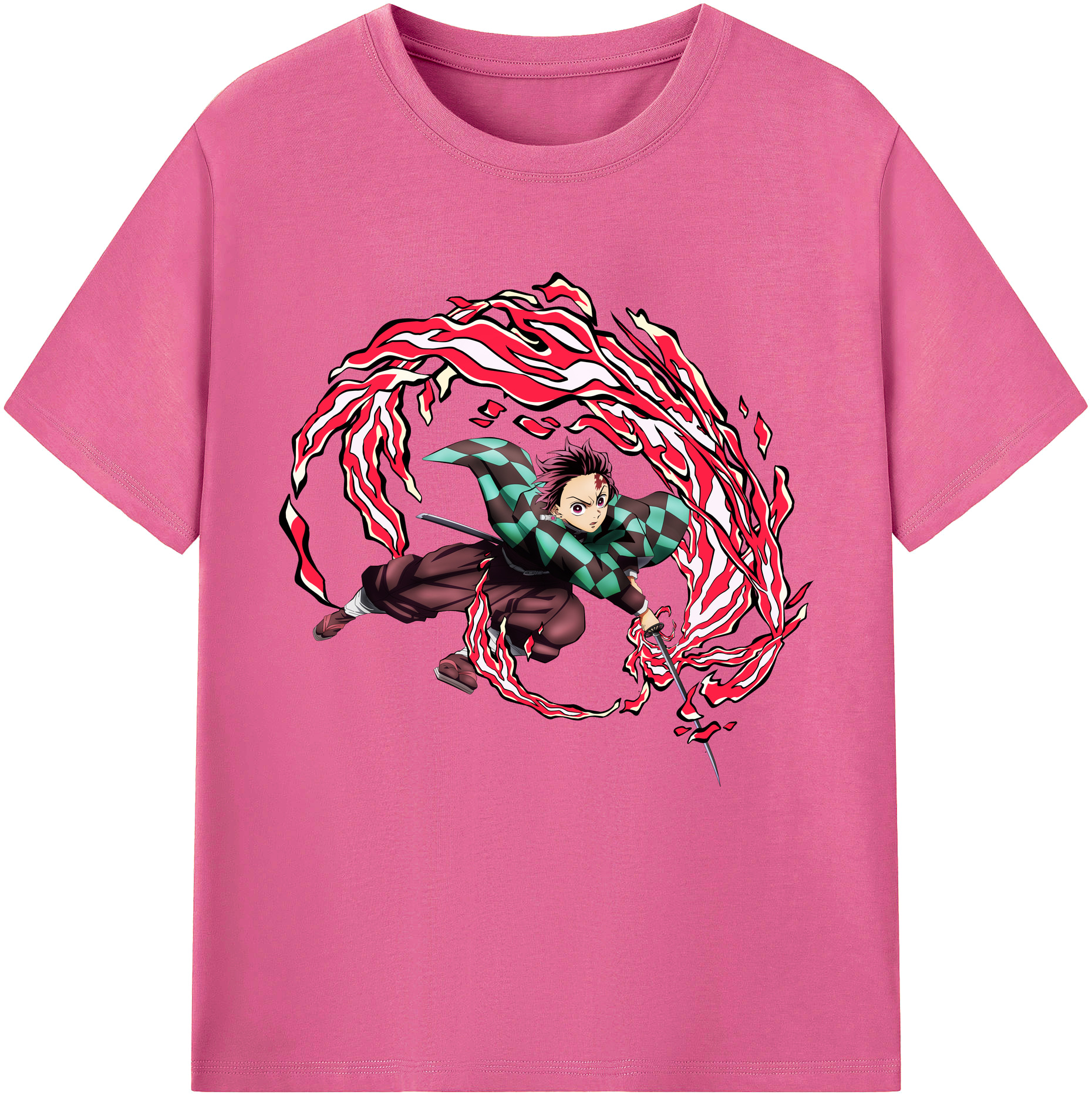 （画像用） 鬼滅の刃 竈門 炭治郎／かまど たんじろう Kamado Tanjirou レディースカジュアルプリントTシャツ（綿100％）