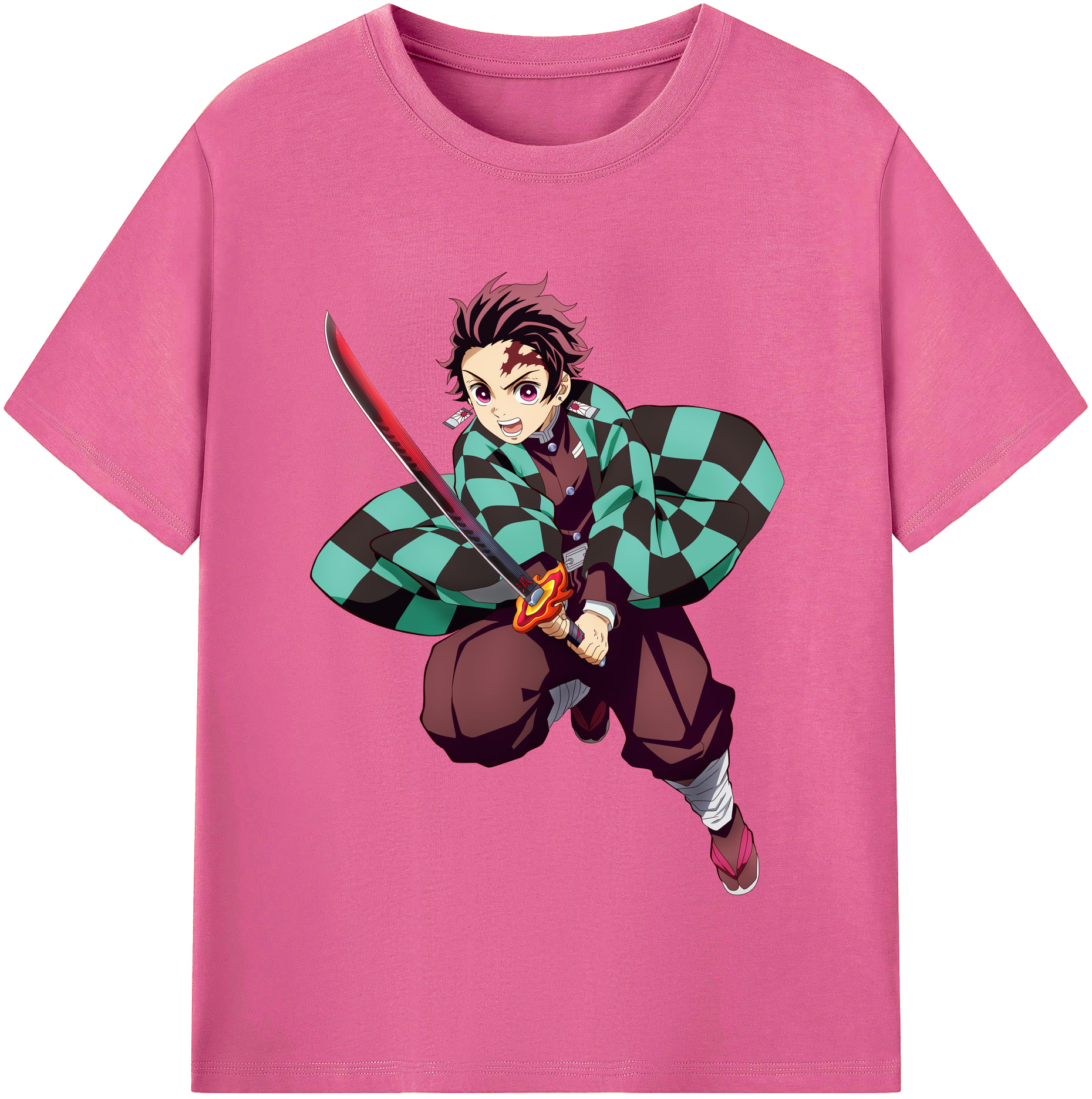 （画像用） 鬼滅の刃 竈門 炭治郎／かまど たんじろう Kamado Tanjirou レディースカジュアルプリントTシャツ（綿100％）