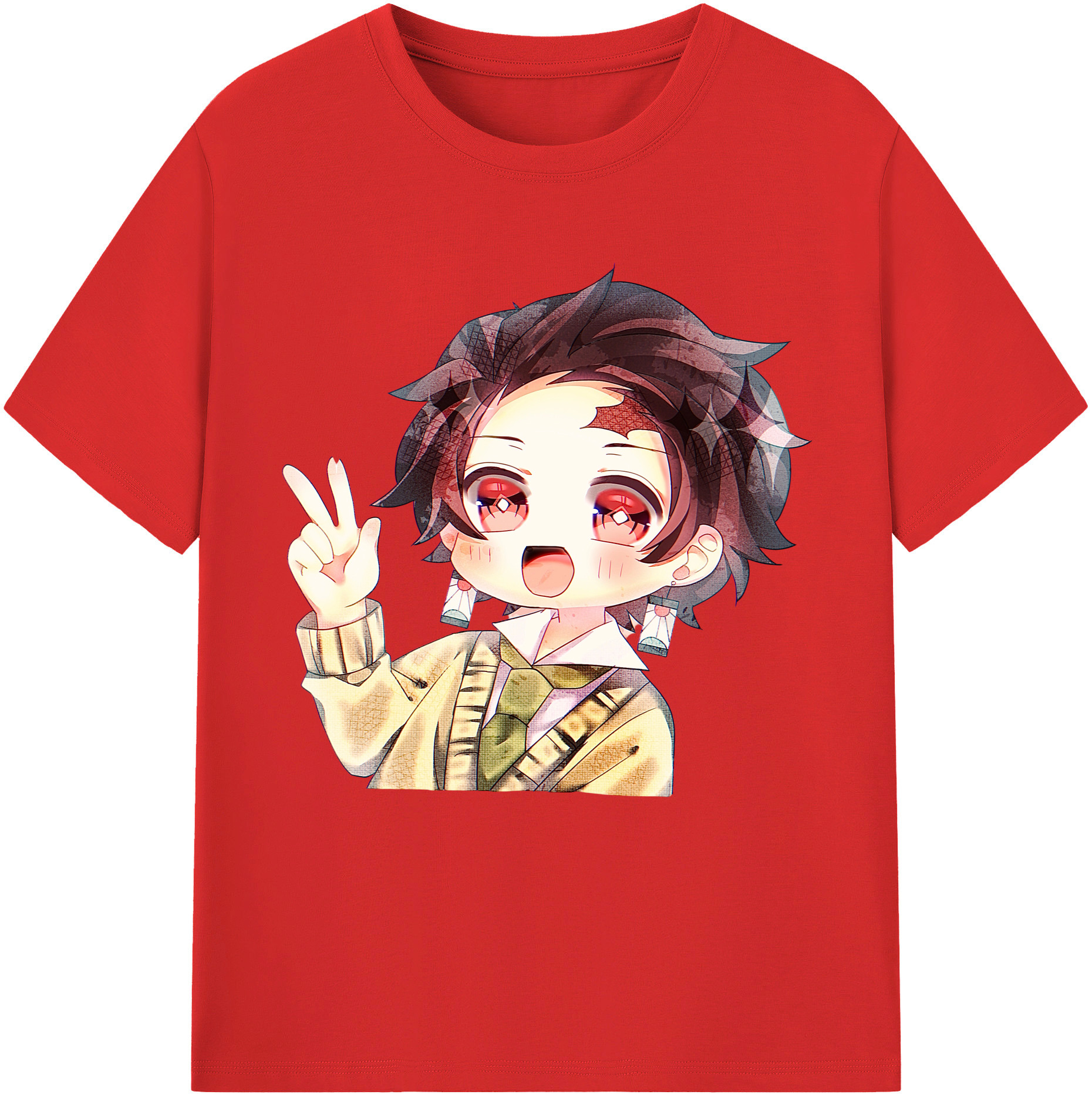 （画像用） 鬼滅の刃 竈門 炭治郎／かまど たんじろう Kamado Tanjirou レディースカジュアルプリントTシャツ（綿100％）