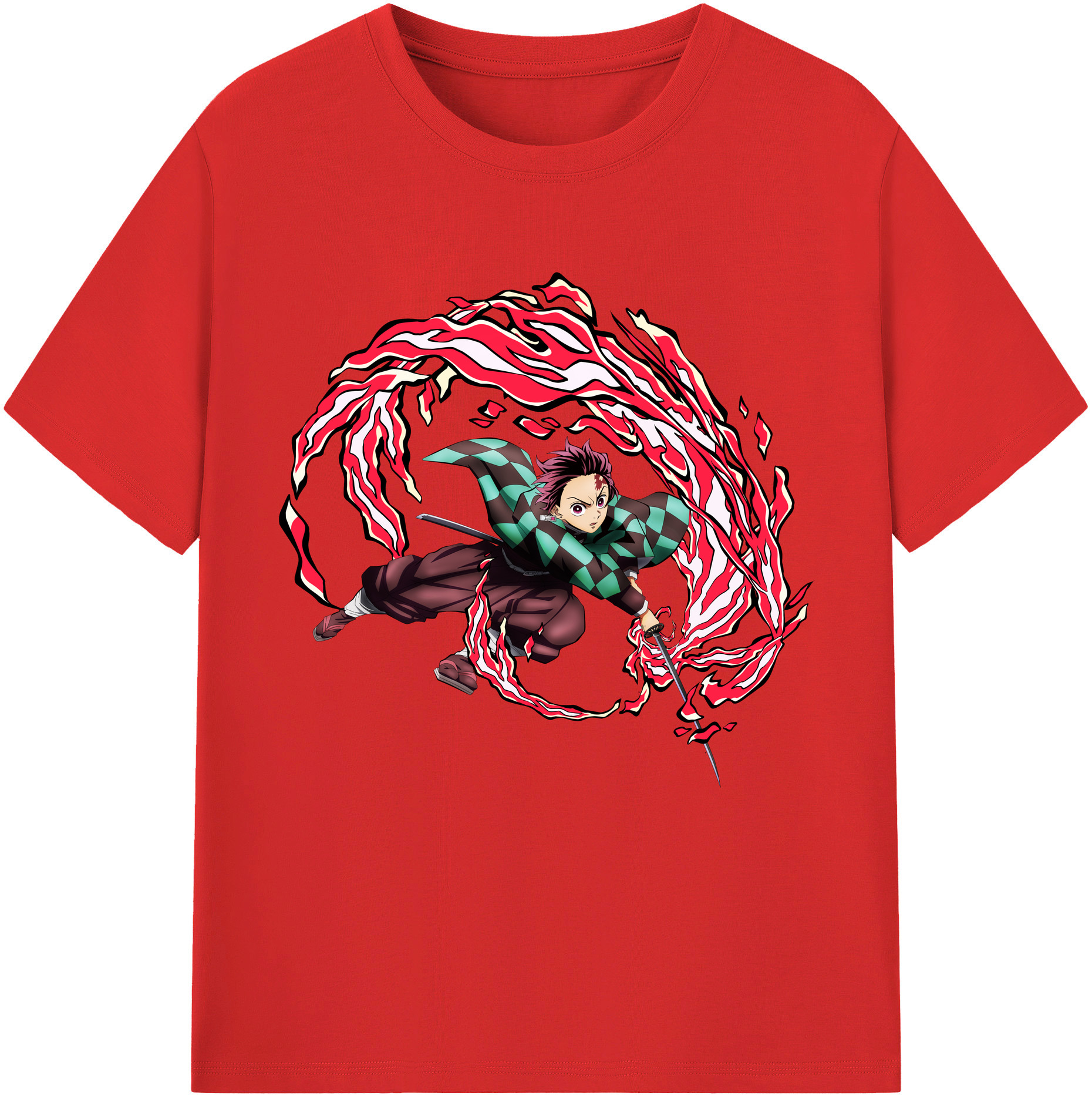（画像用） 鬼滅の刃 竈門 炭治郎／かまど たんじろう Kamado Tanjirou レディースカジュアルプリントTシャツ（綿100％）