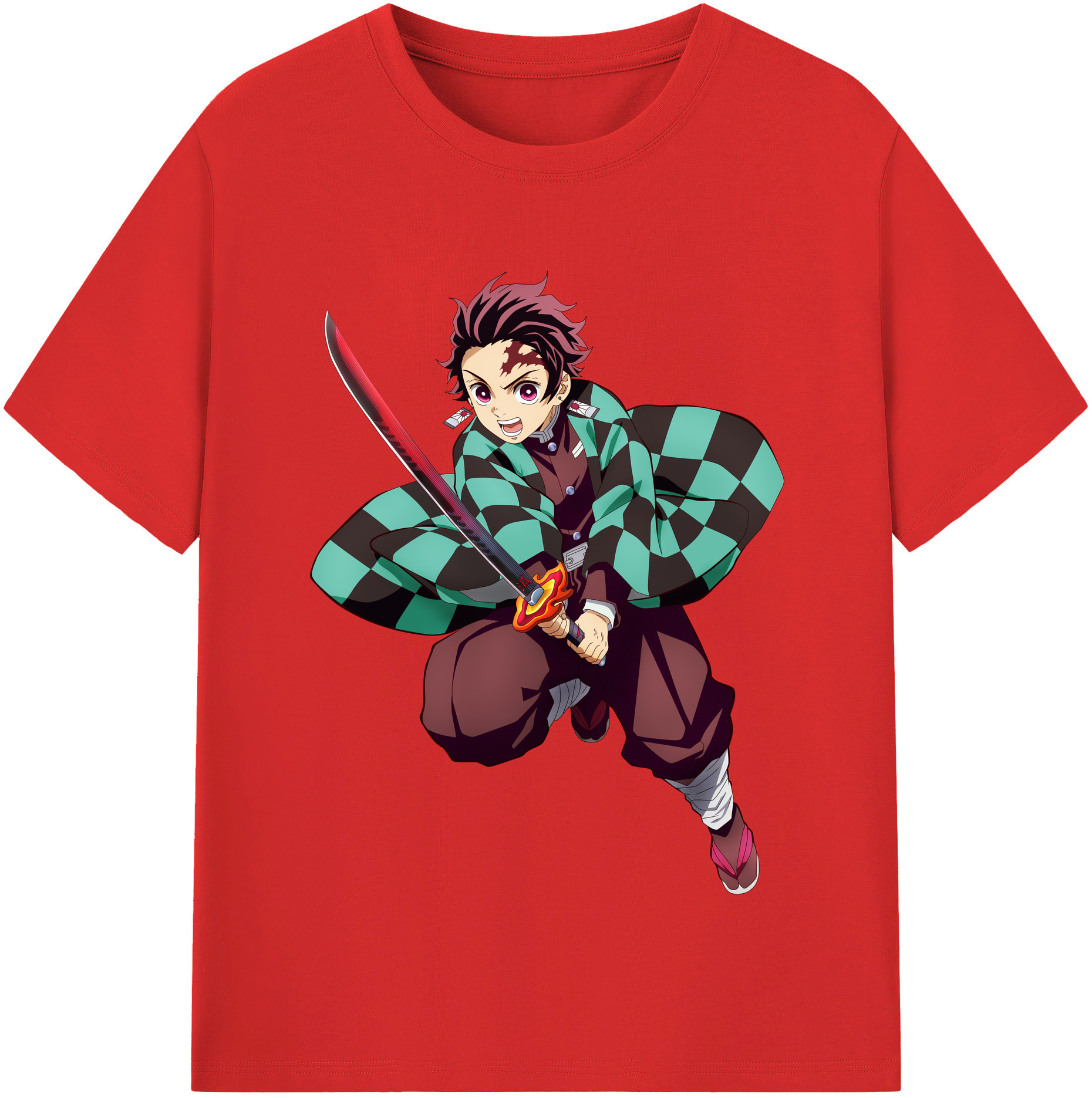 （画像用） 鬼滅の刃 竈門 炭治郎／かまど たんじろう Kamado Tanjirou レディースカジュアルプリントTシャツ（綿100％）