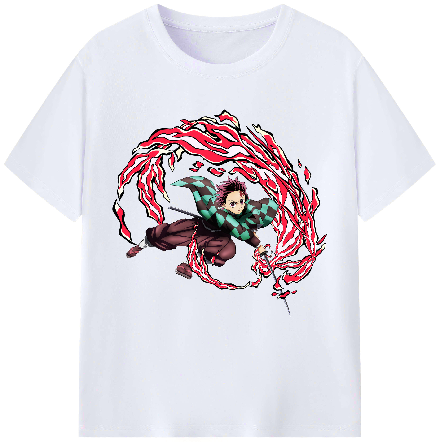 （画像用） 鬼滅の刃 竈門 炭治郎／かまど たんじろう Kamado Tanjirou レディースカジュアルプリントTシャツ（綿100％）