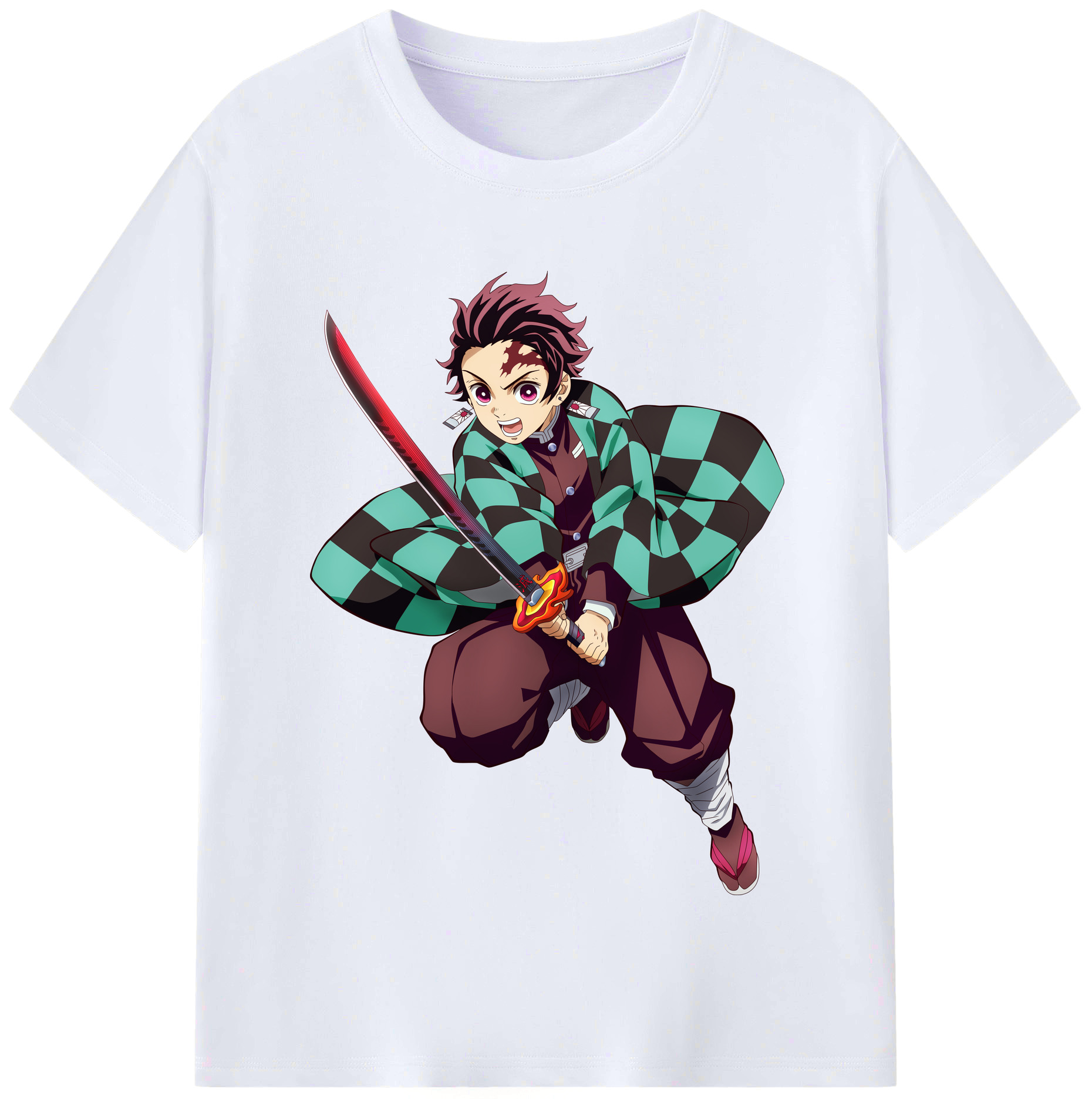 （画像用） 鬼滅の刃 竈門 炭治郎／かまど たんじろう Kamado Tanjirou レディースカジュアルプリントTシャツ（綿100％）